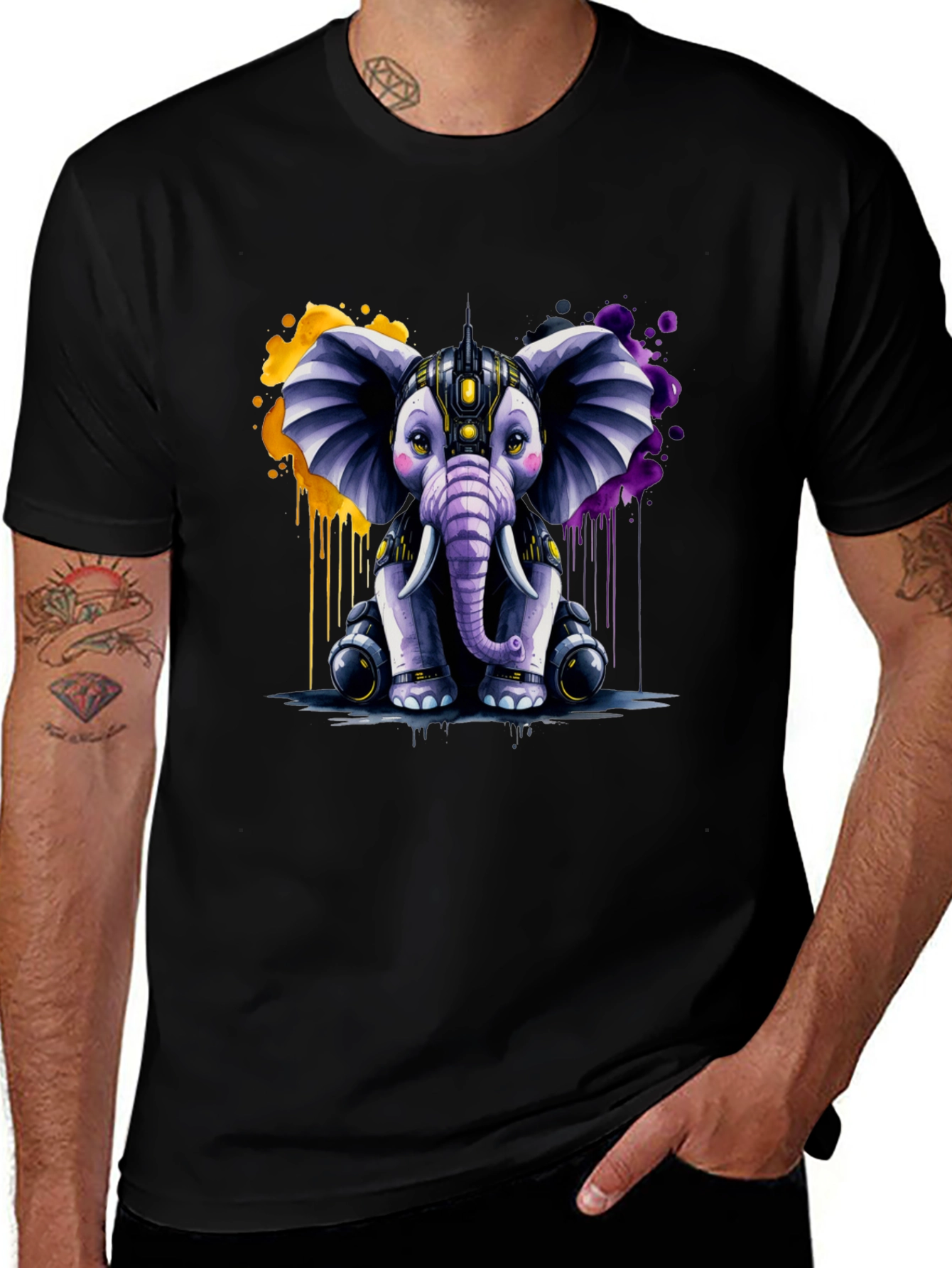 Cyberpunk Elephant Graphic Tee