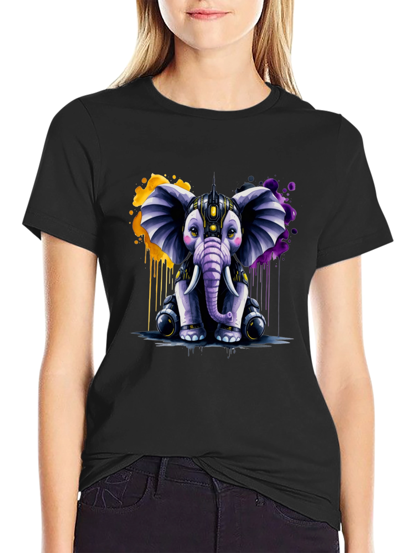 Cyberpunk Elephant Graphic Tee