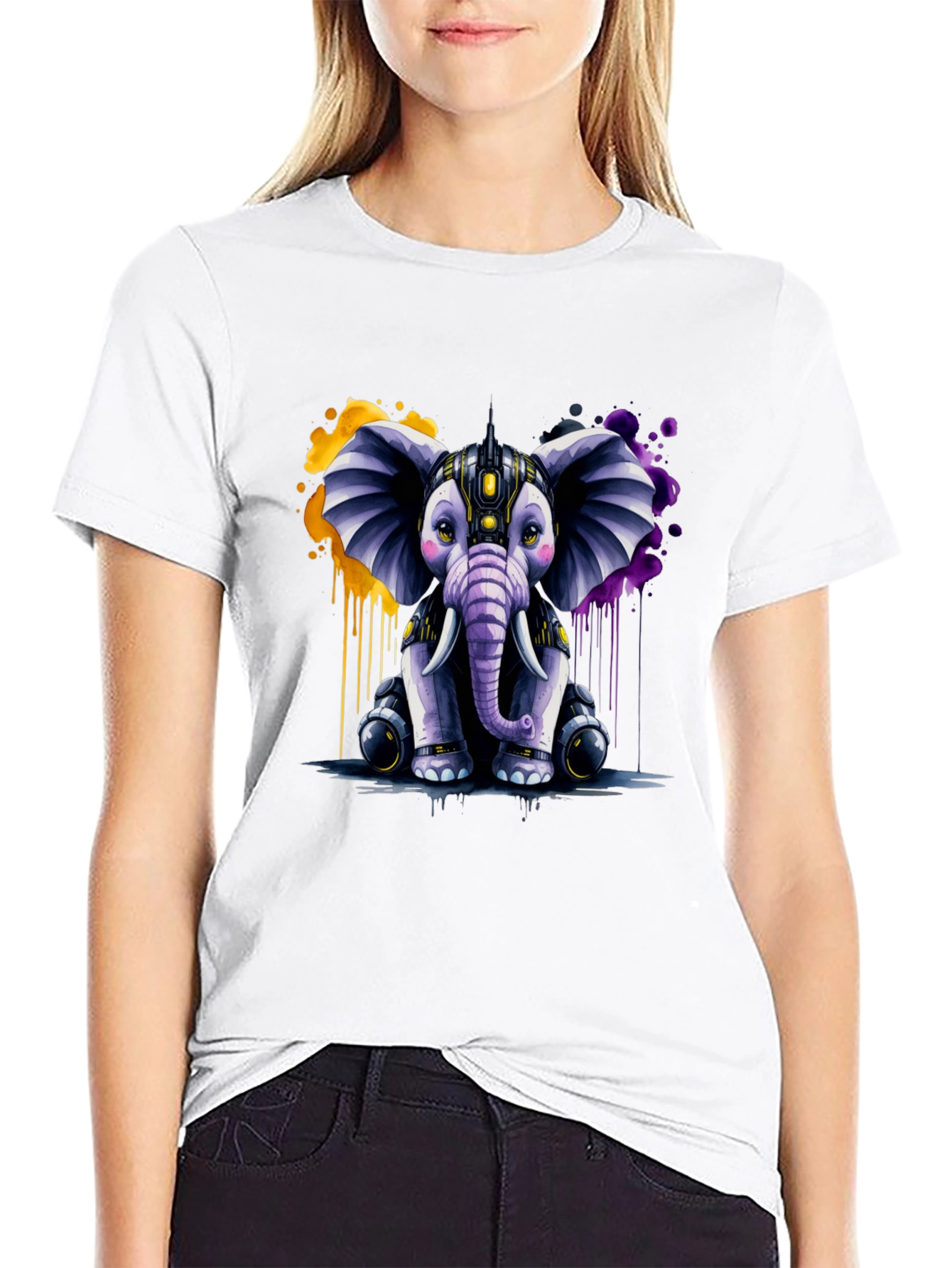 Cyberpunk Elephant Graphic Tee