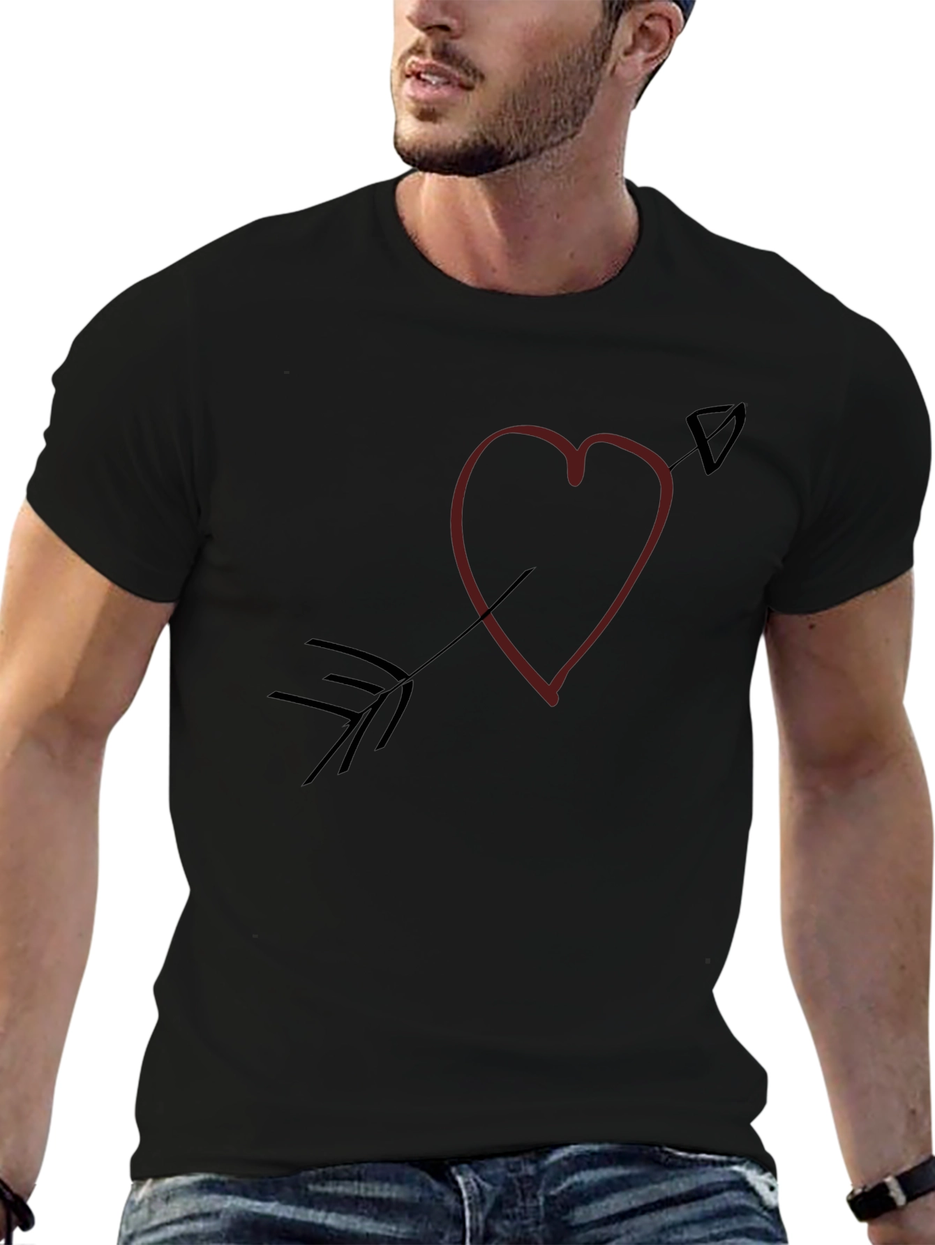 Heart and Arrow Graphic Tee - Black