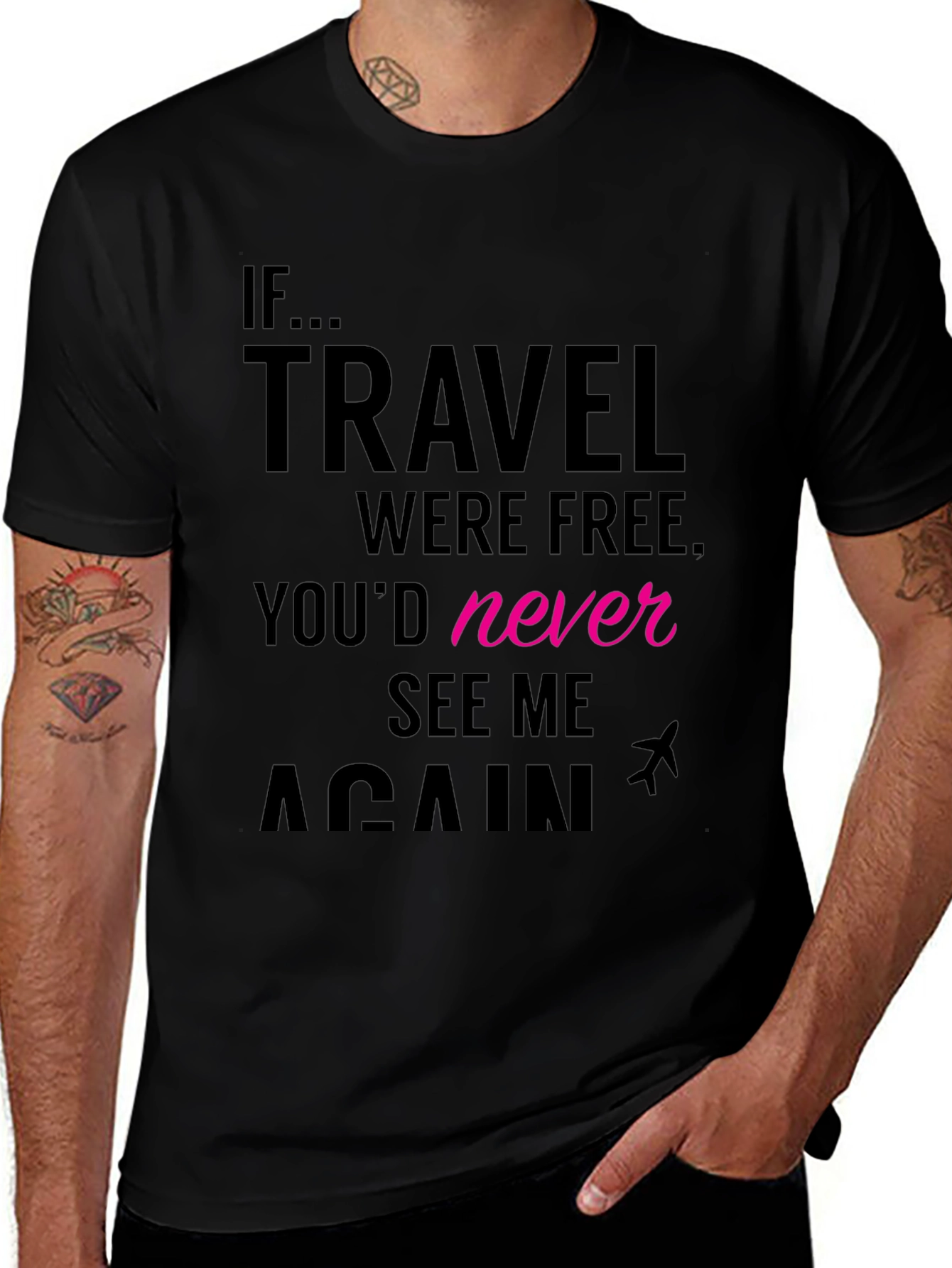 Travel Free Mens Graphic Tee - Black