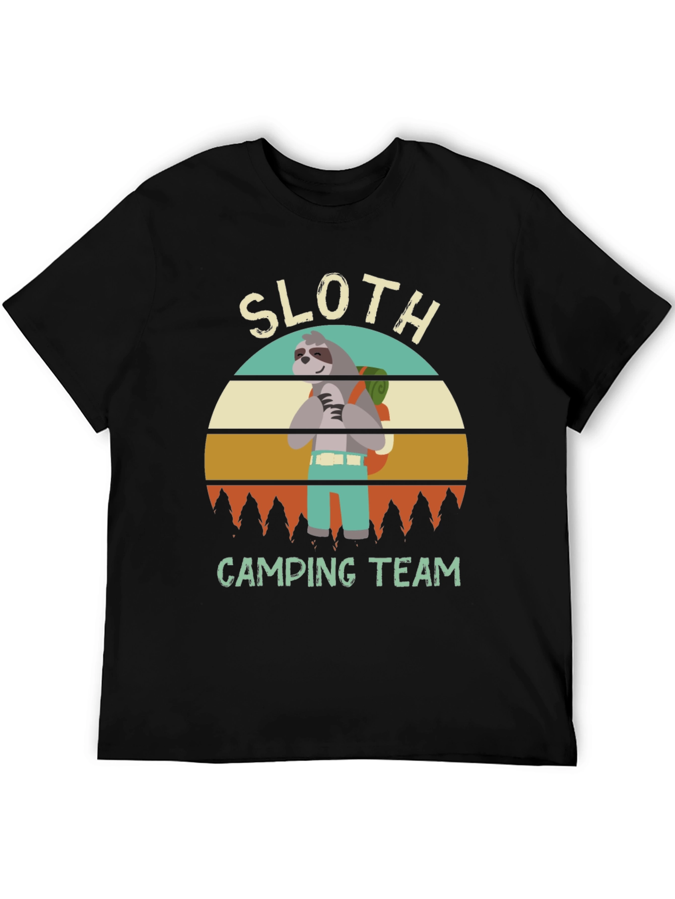 Sloth Camping Team Black Graphic Tee