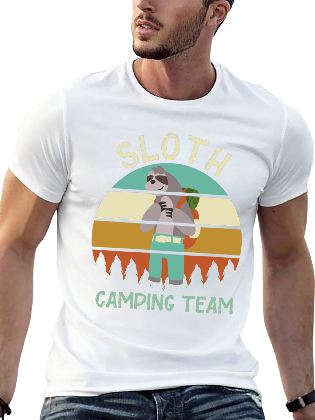 Sloth Camping Team Black Graphic Tee
