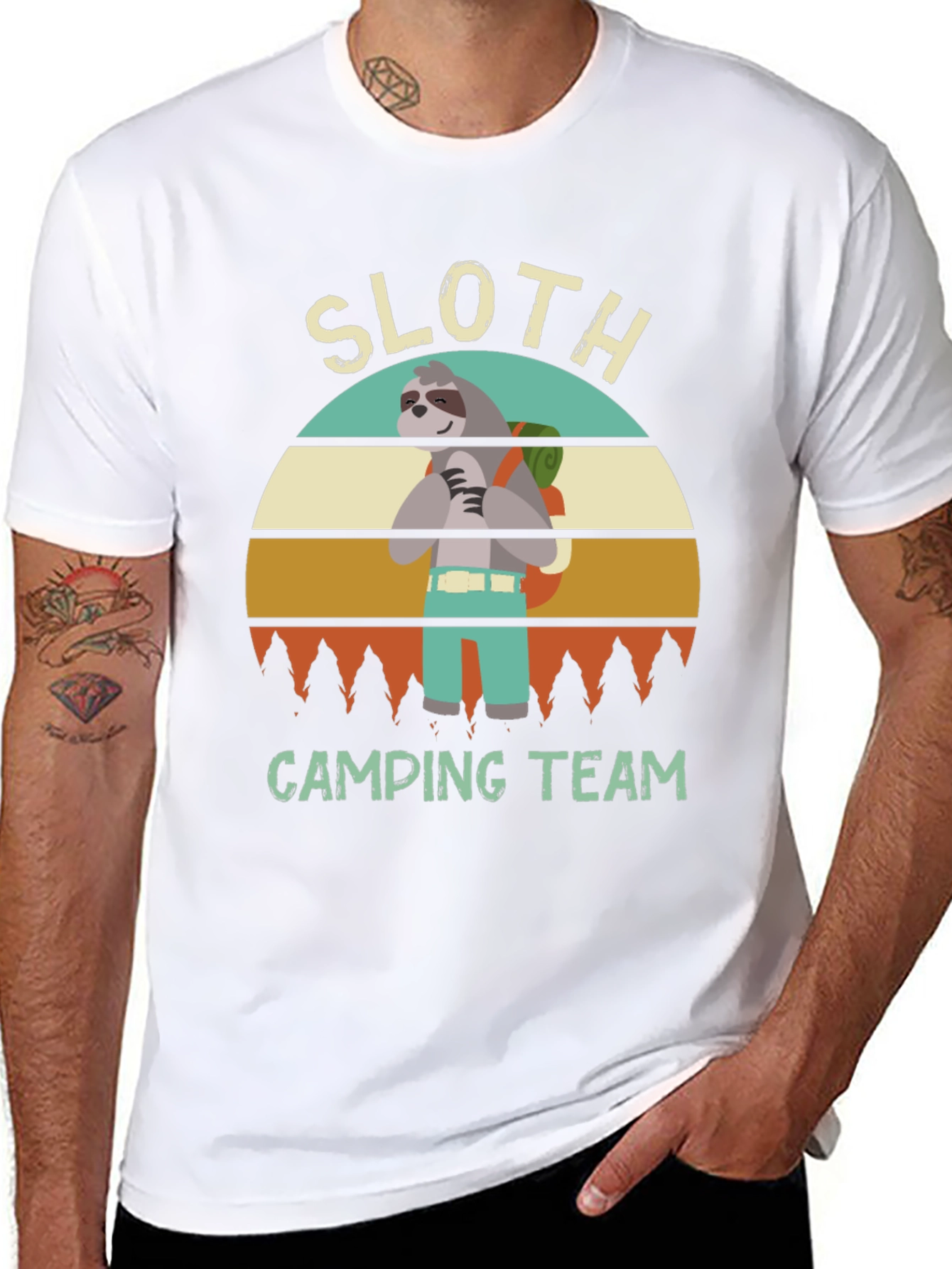Sloth Camping Team Black Graphic Tee