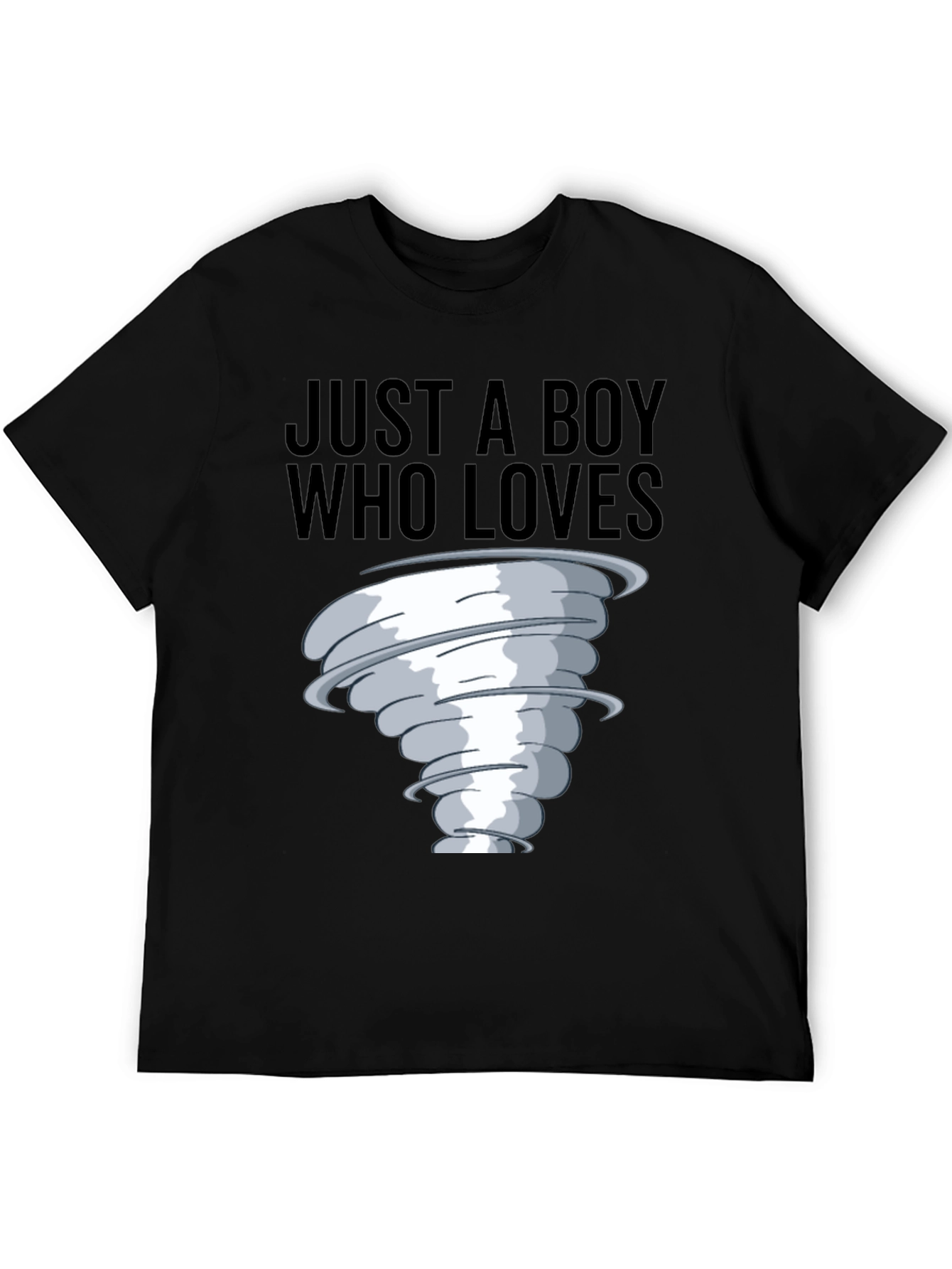 Boy Who Loves Tornado T-Shirt Black Cotton Tee