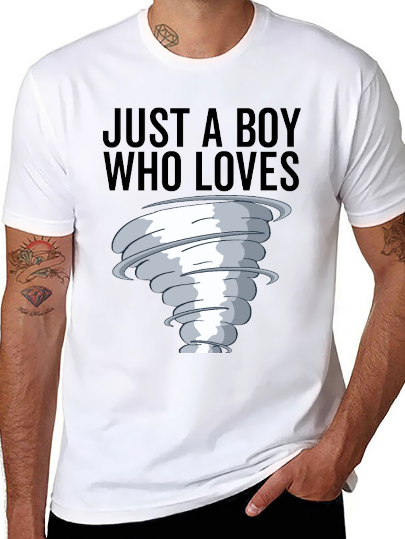 Boy Who Loves Tornado T-Shirt Black Cotton Tee