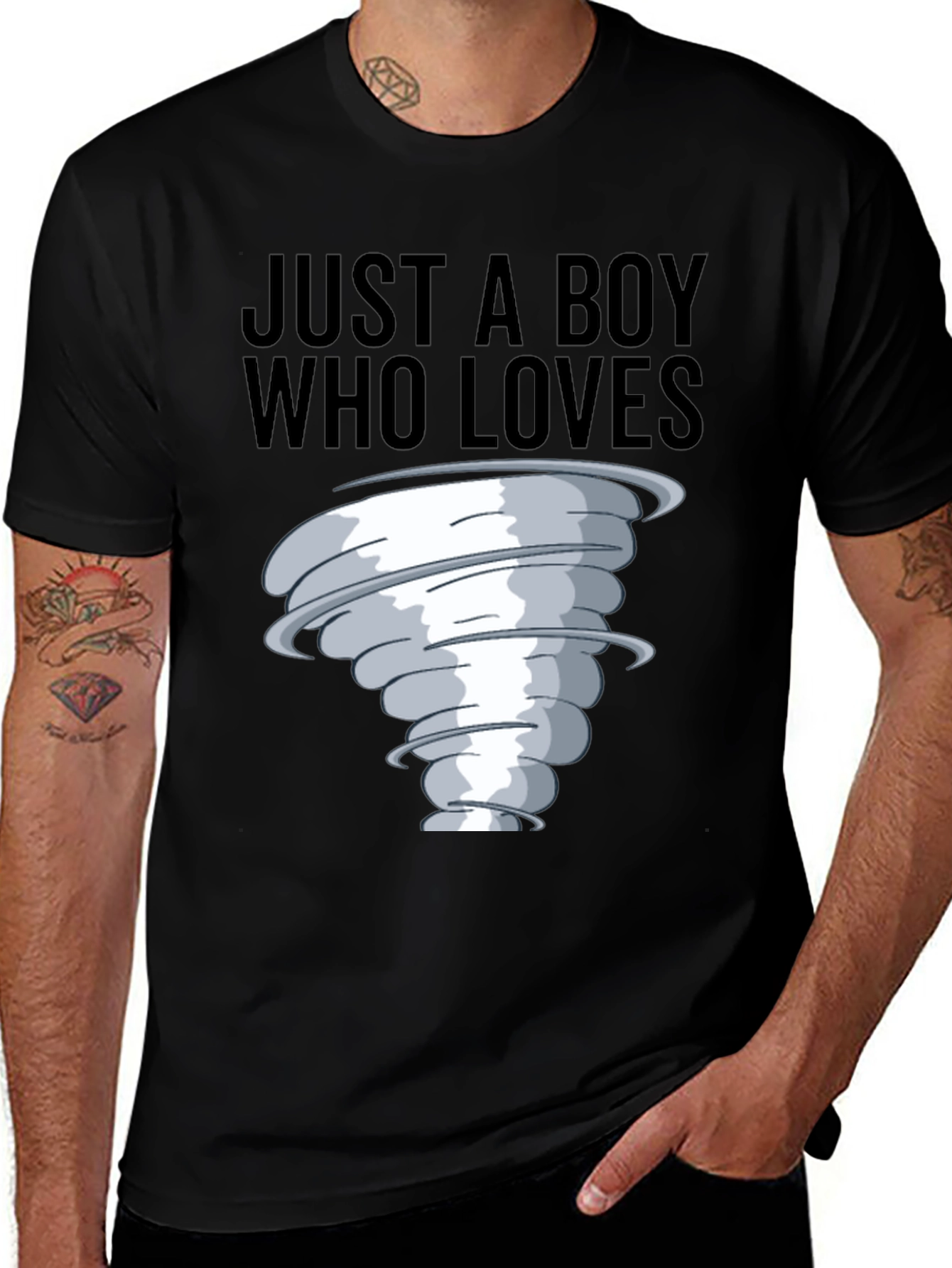 Boy Who Loves Tornado T-Shirt Black Cotton Tee