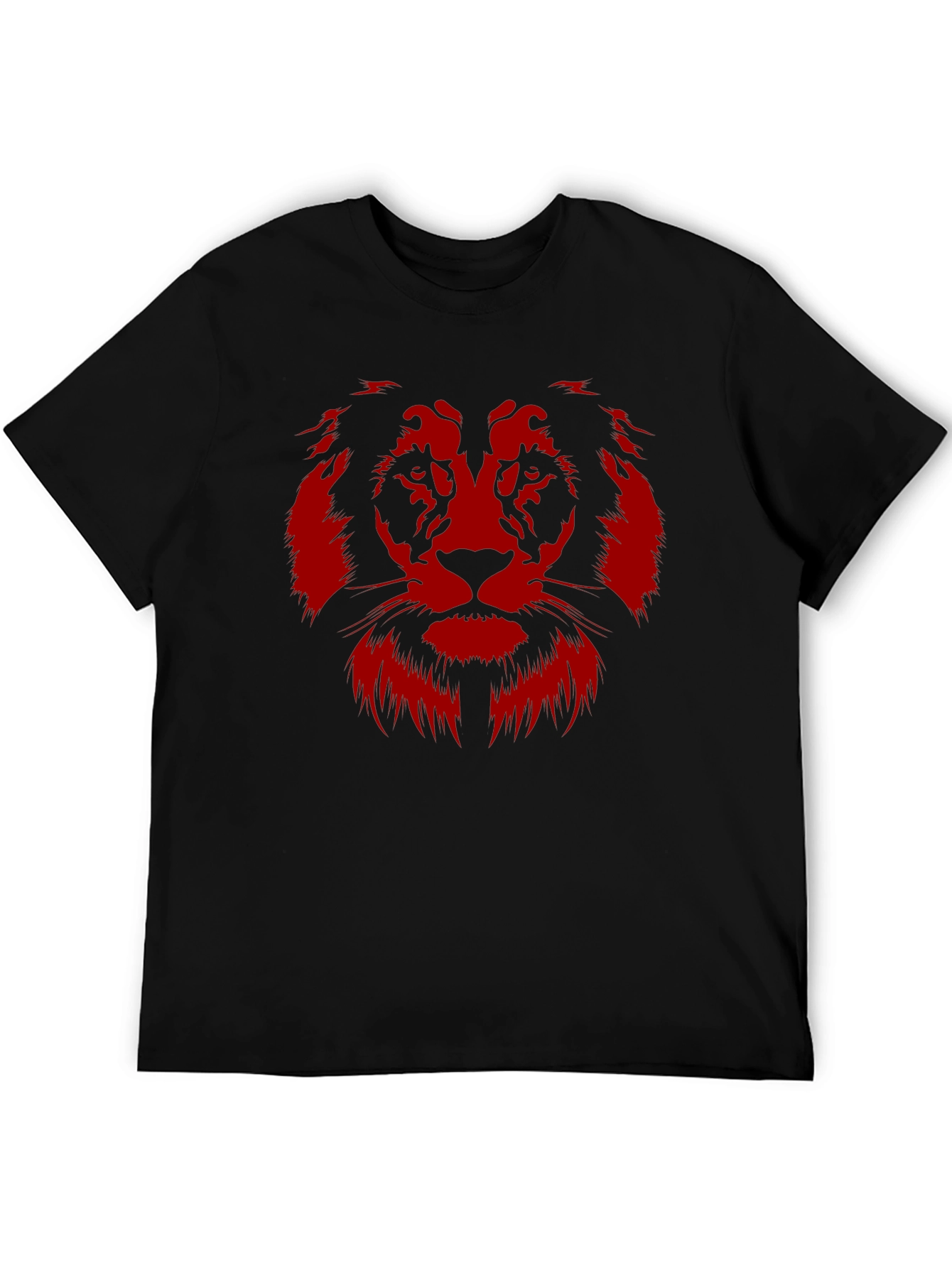 Lion Graphic Tee - Bold Red Print on Black