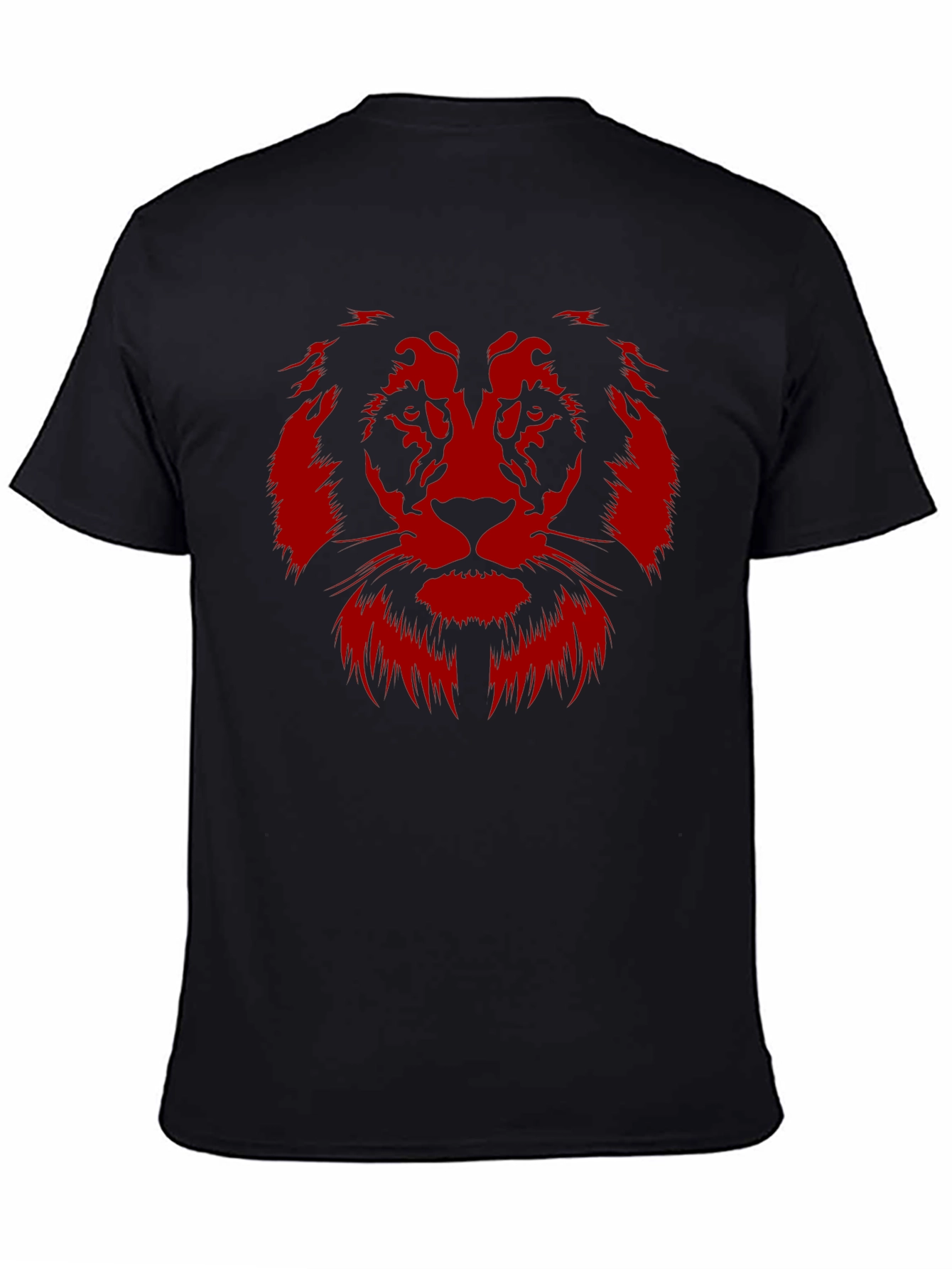 Lion Graphic Tee - Bold Red Print on Black