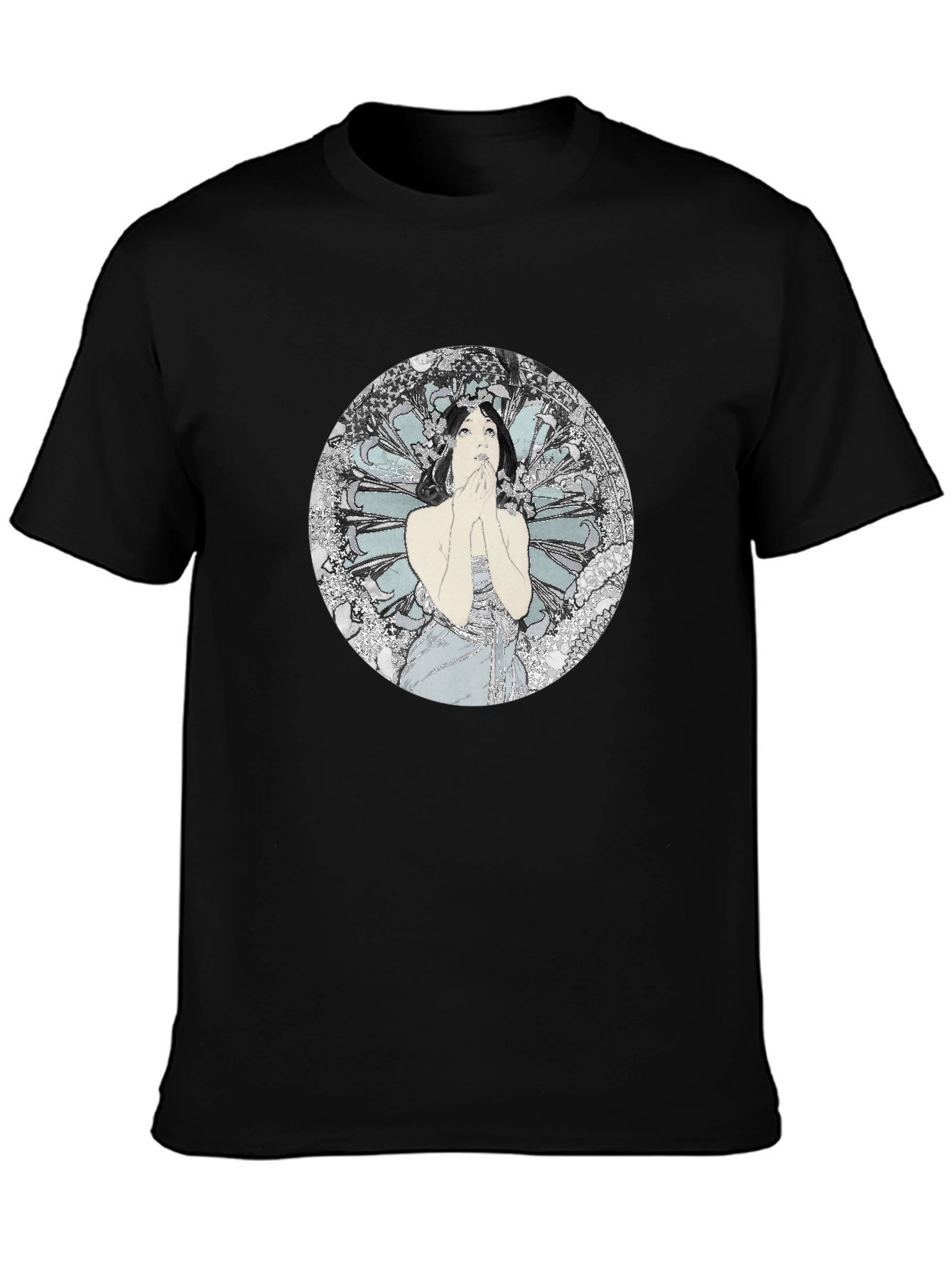Art Nouveau Woman Graphic Tee - Black
