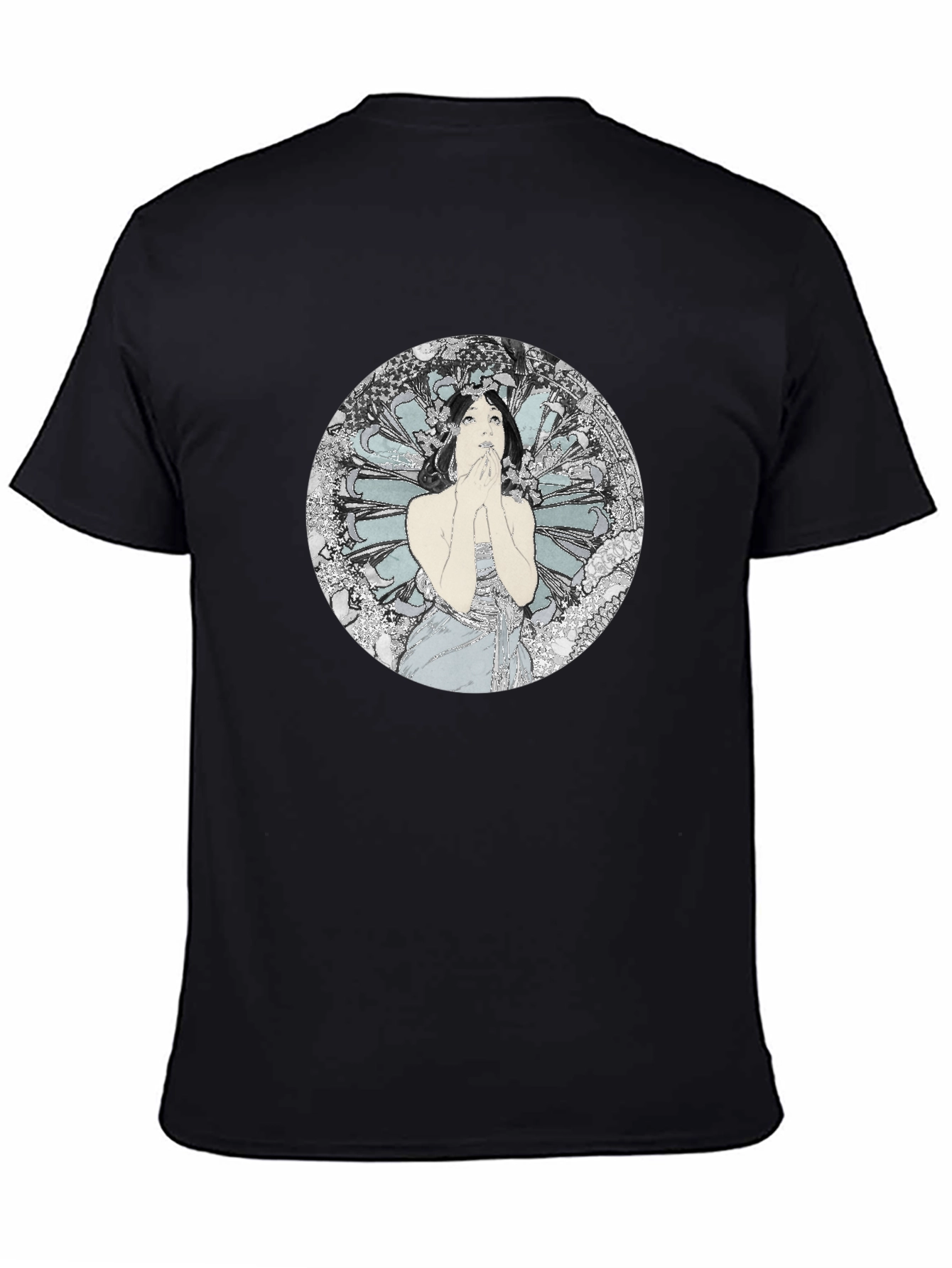 Art Nouveau Woman Graphic Tee - Black