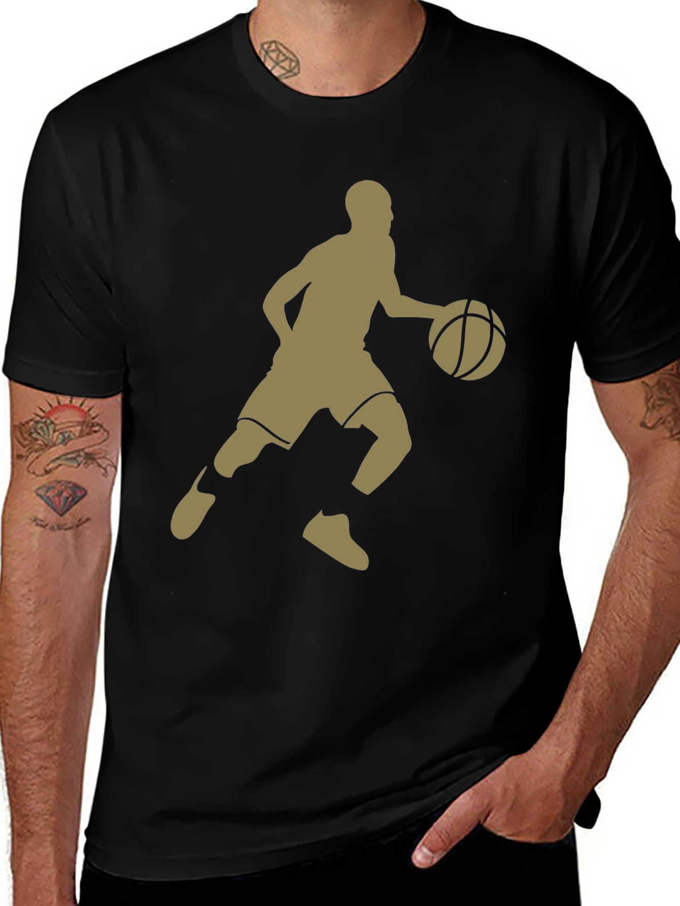 Basketball Player Graphic T-Shirt - Black