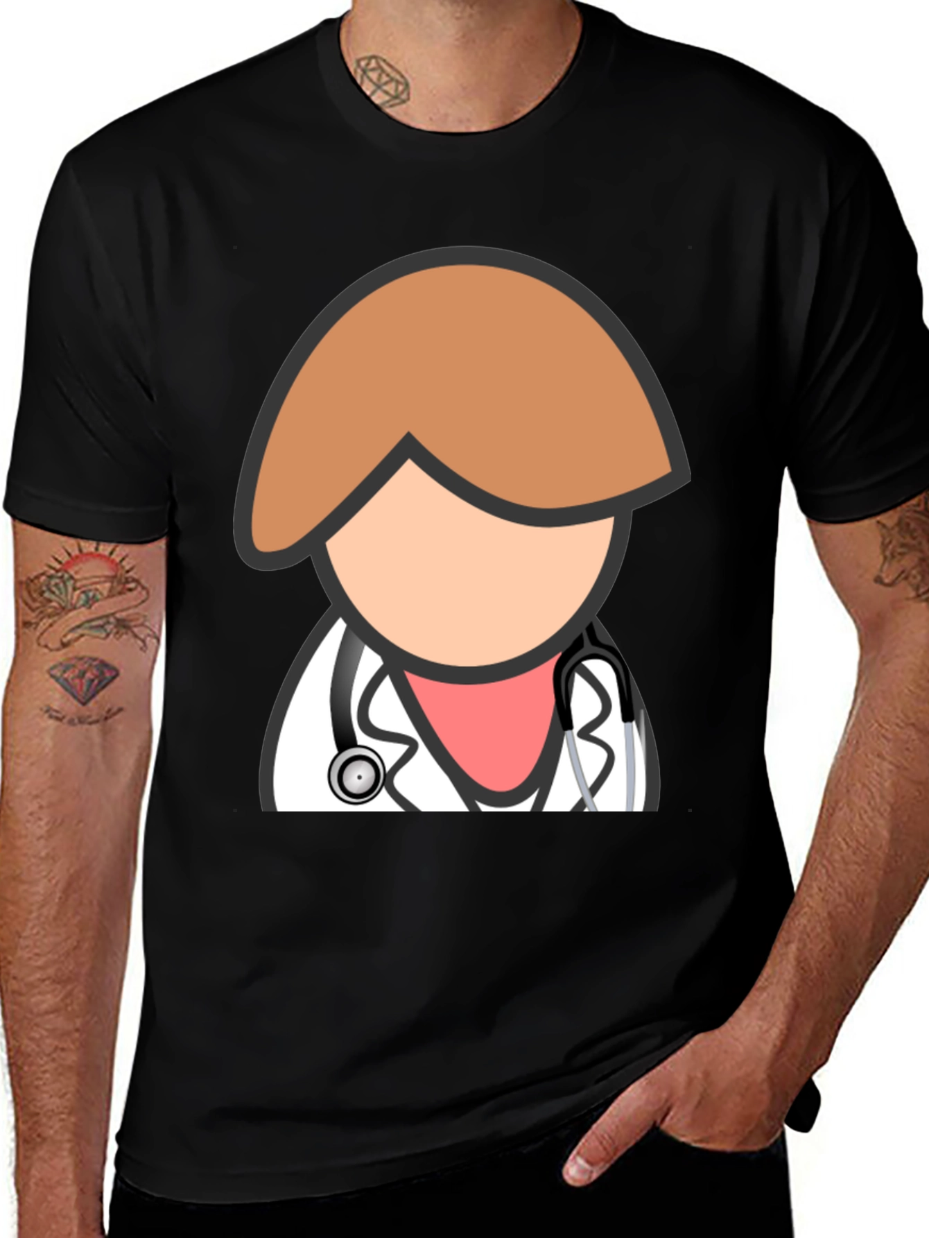 Doctor Graphic T-Shirt - Black Cotton Blend Tee