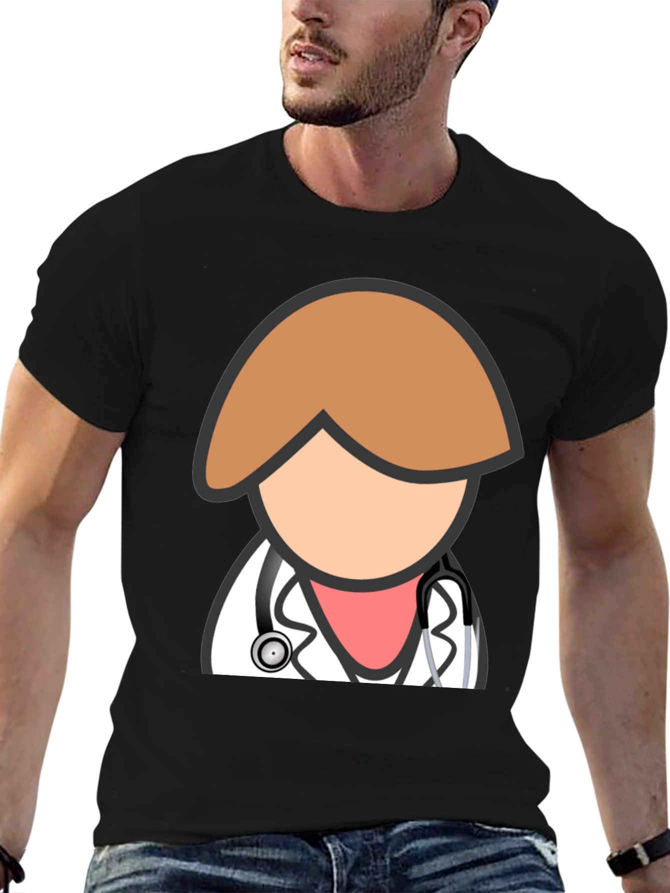 Doctor Graphic T-Shirt - Black Cotton Blend Tee