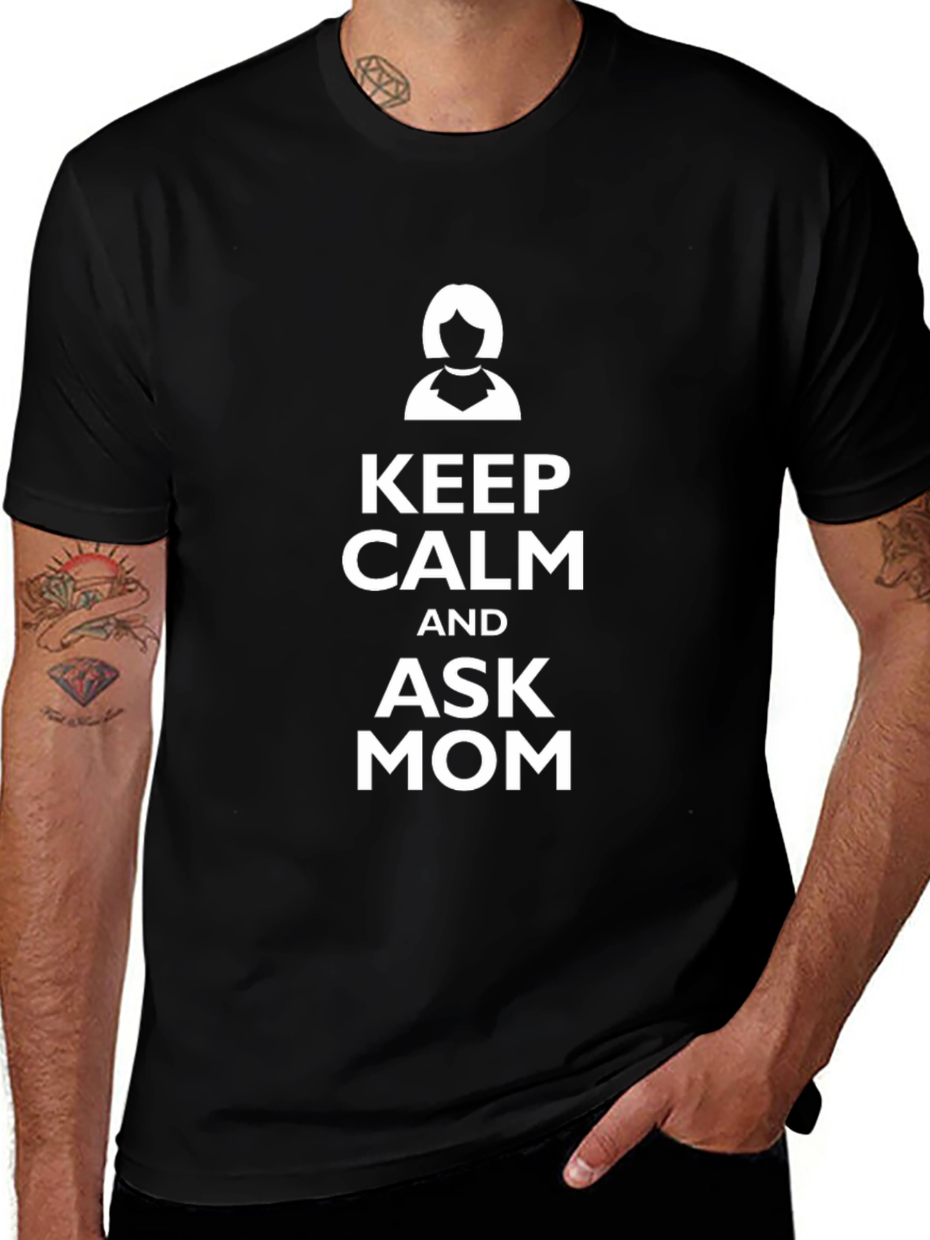 Keep Calm and Ask Mom Black T-Shirt