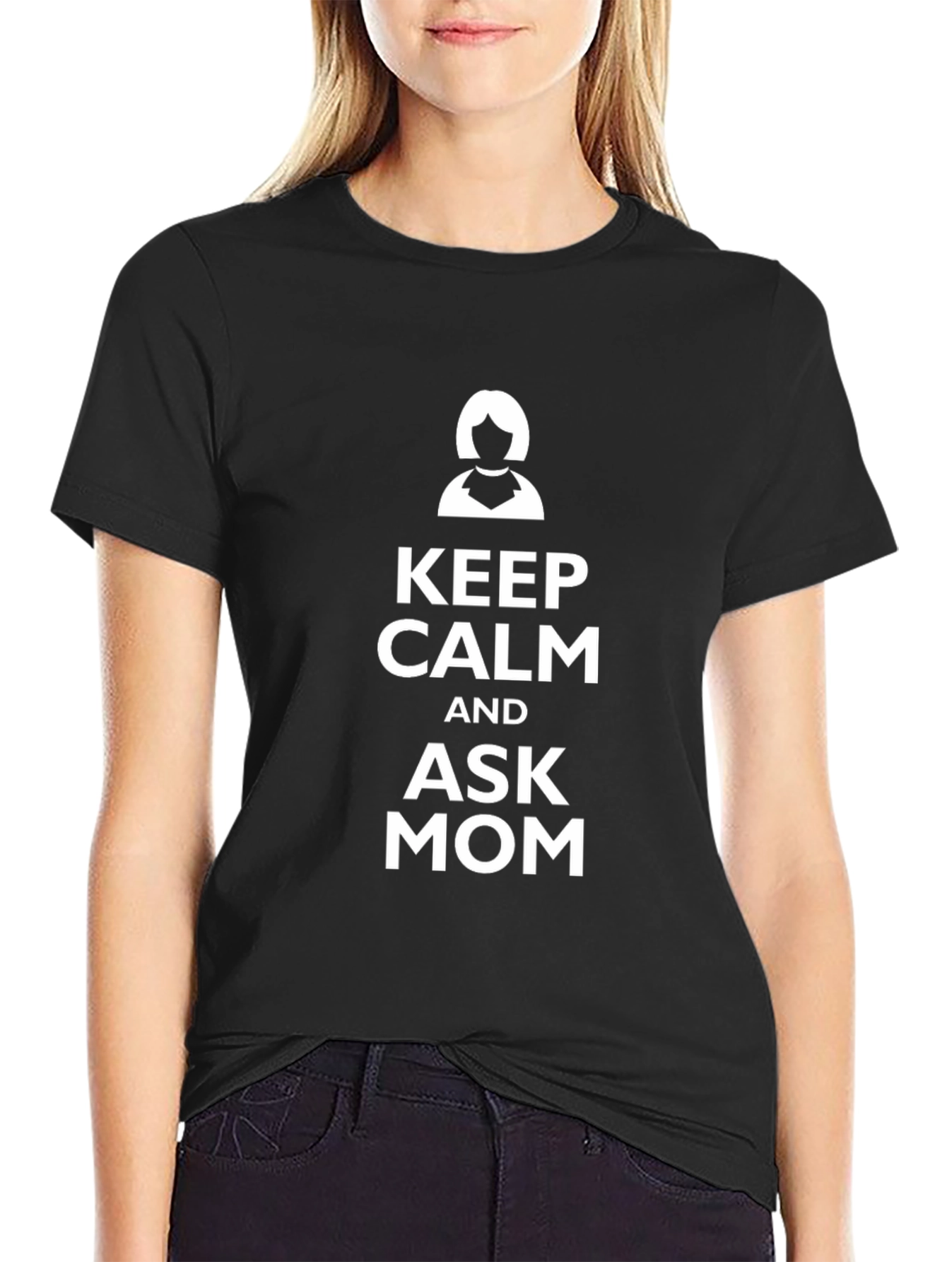 Keep Calm and Ask Mom Black T-Shirt