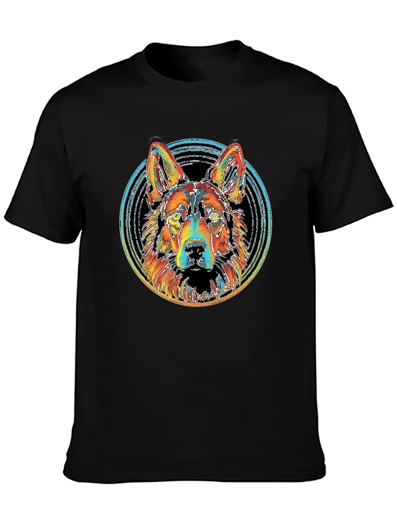 Vibrant German Shepherd Graphic Tee - Black