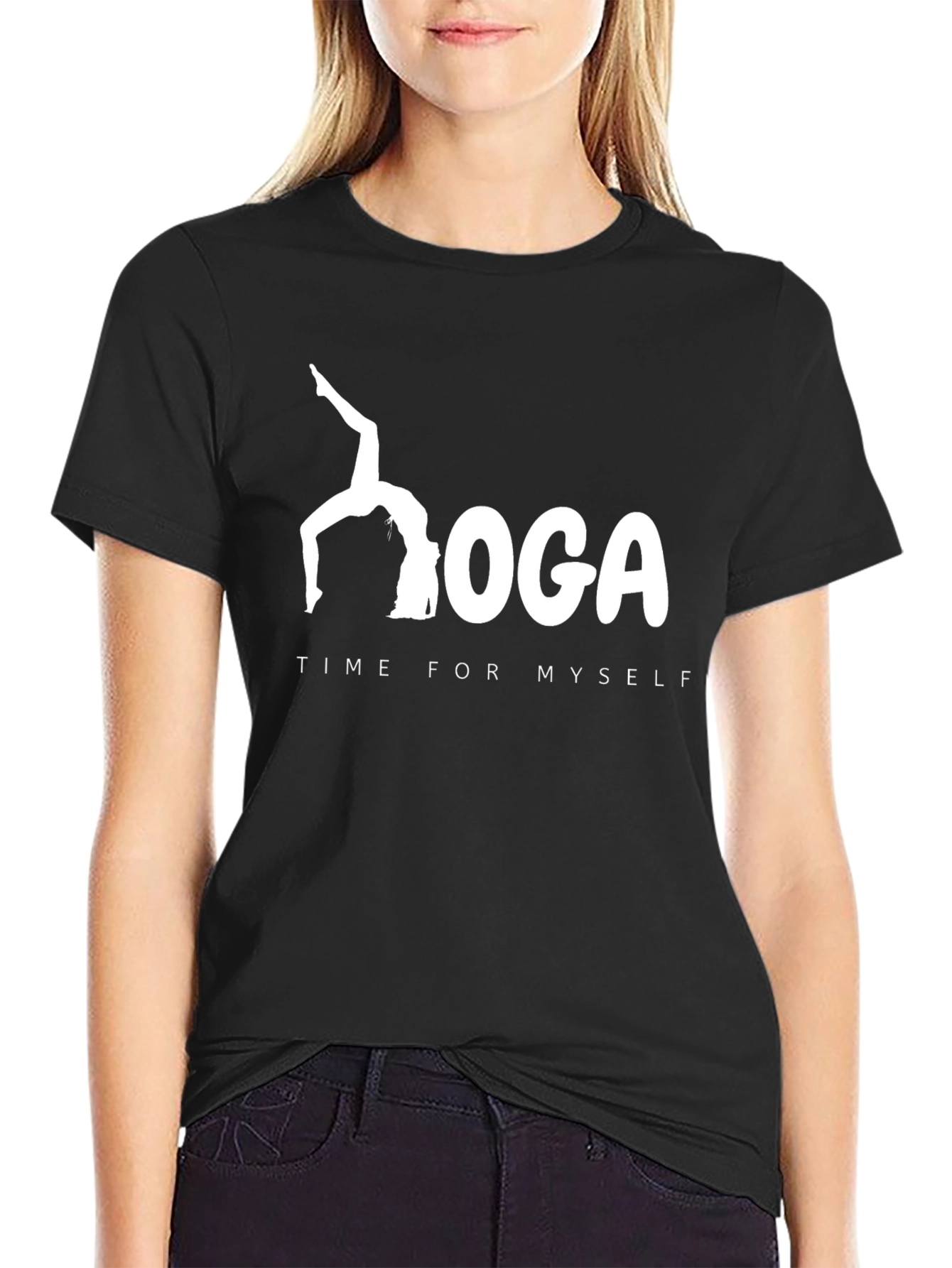 Yoga Time Black T-Shirt - Relax & Recharge