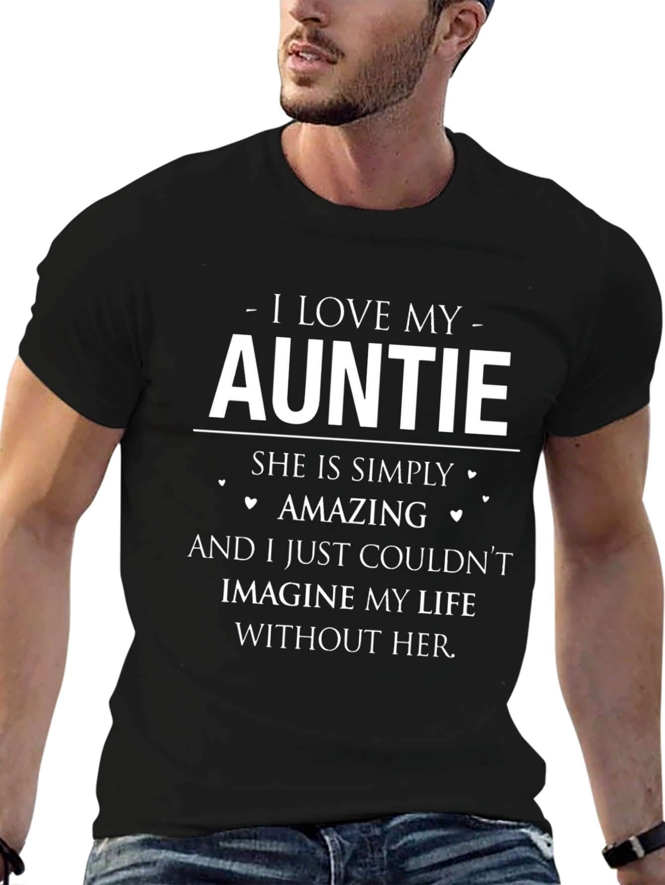 I Love My Auntie Black Graphic T-Shirt