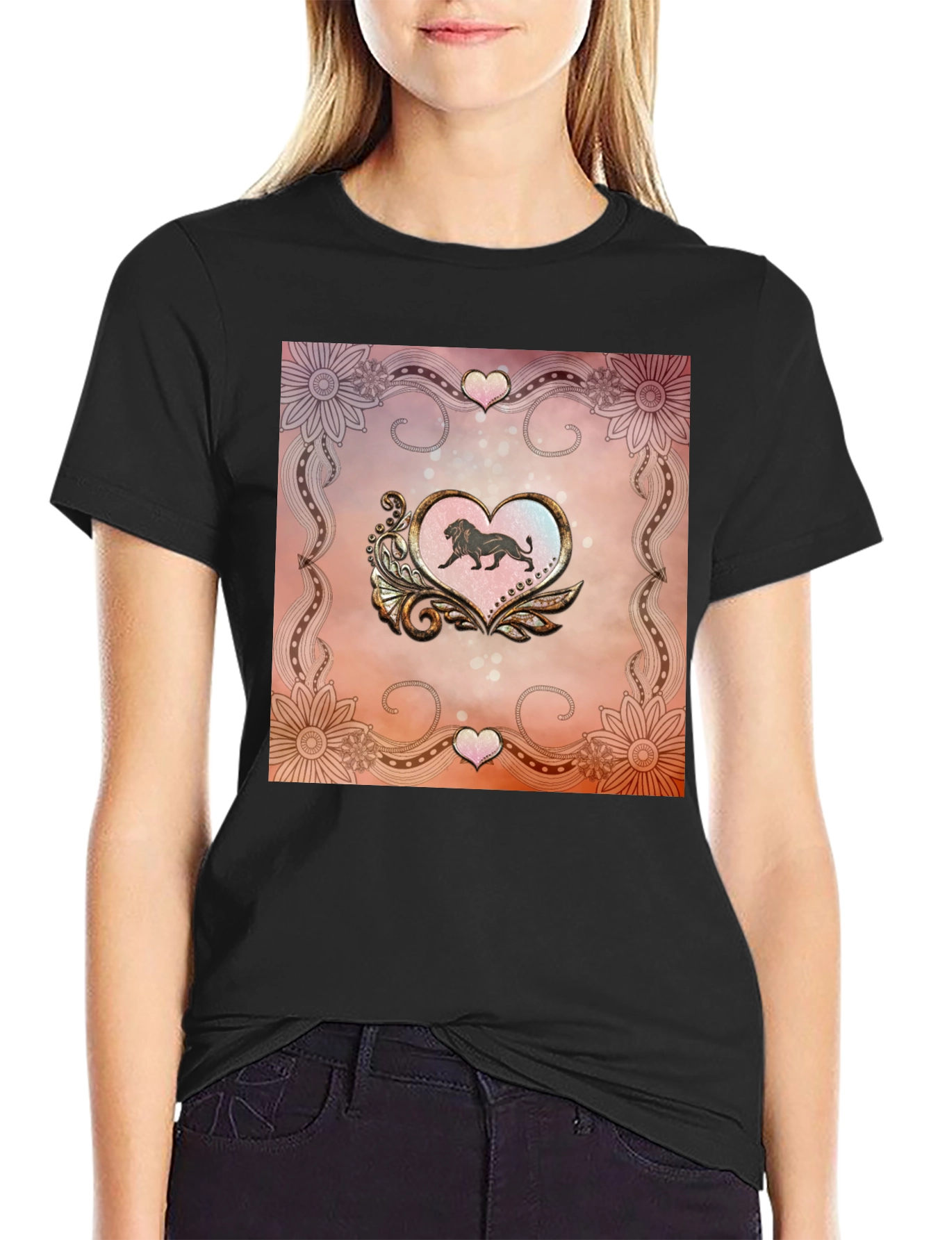 Lion Heart Graphic Black Tee