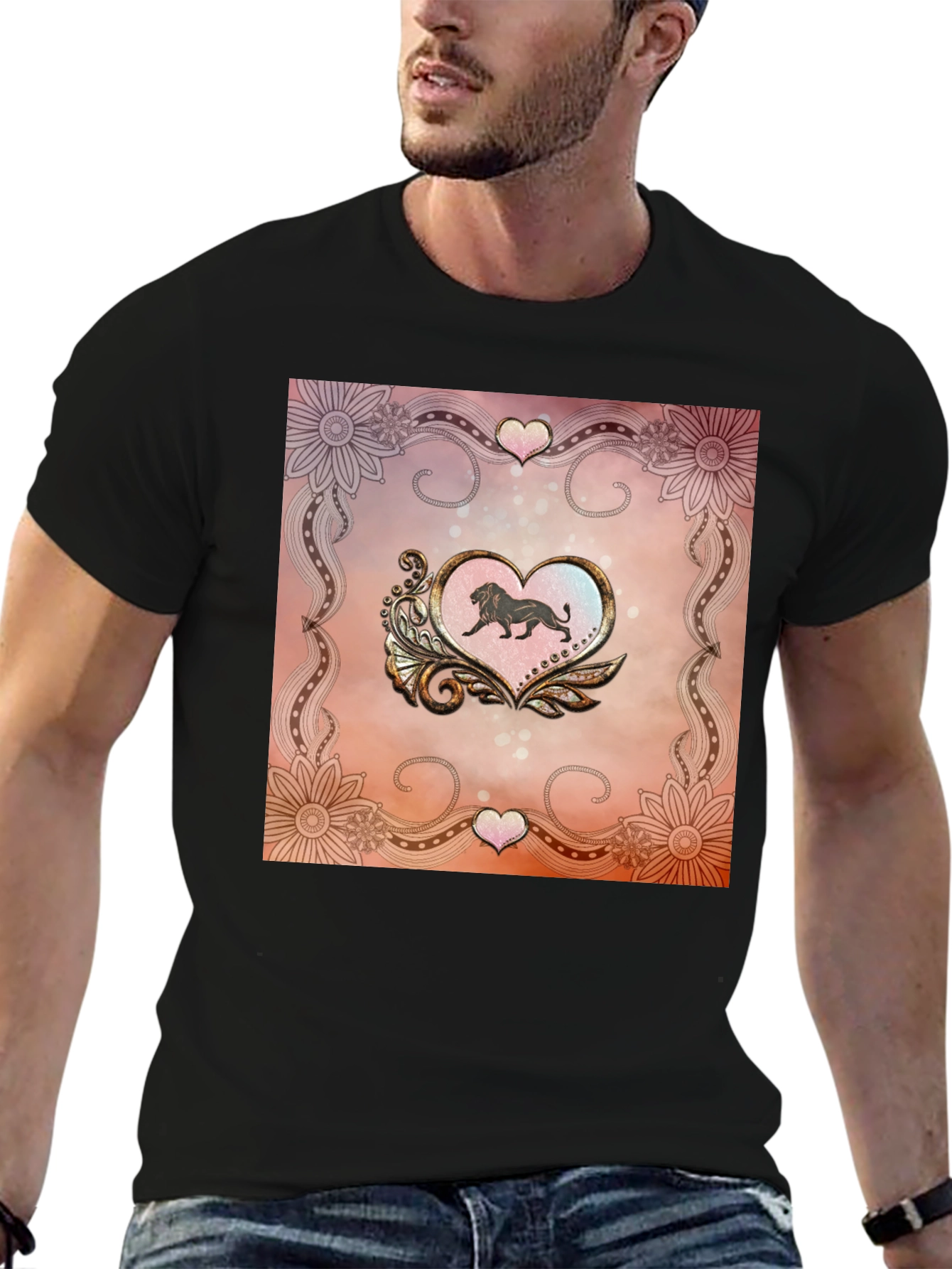 Lion Heart Graphic Black Tee