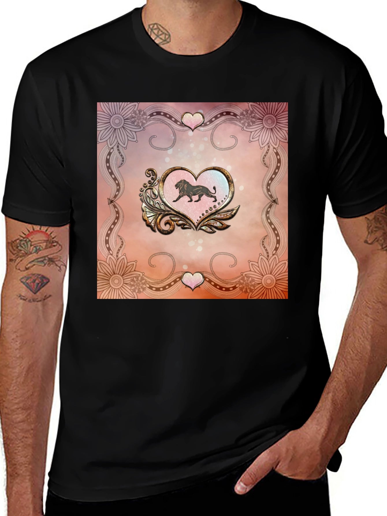 Lion Heart Graphic Black Tee