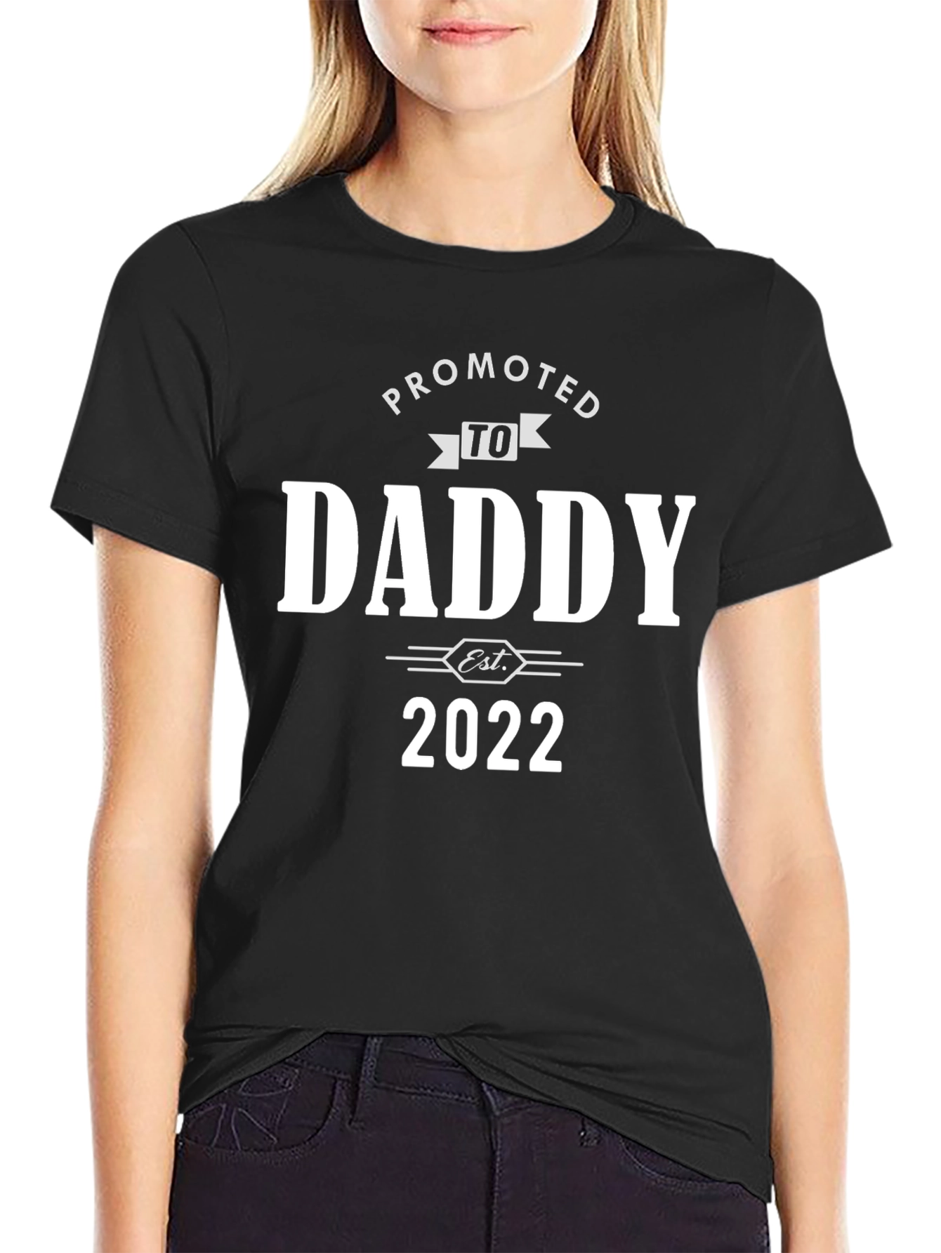 Promoted to Daddy Est. 2022 Black T-Shirt