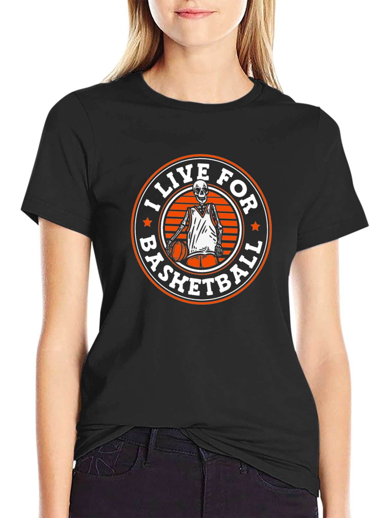 I Live For Basketball Skeleton Graphic Tee