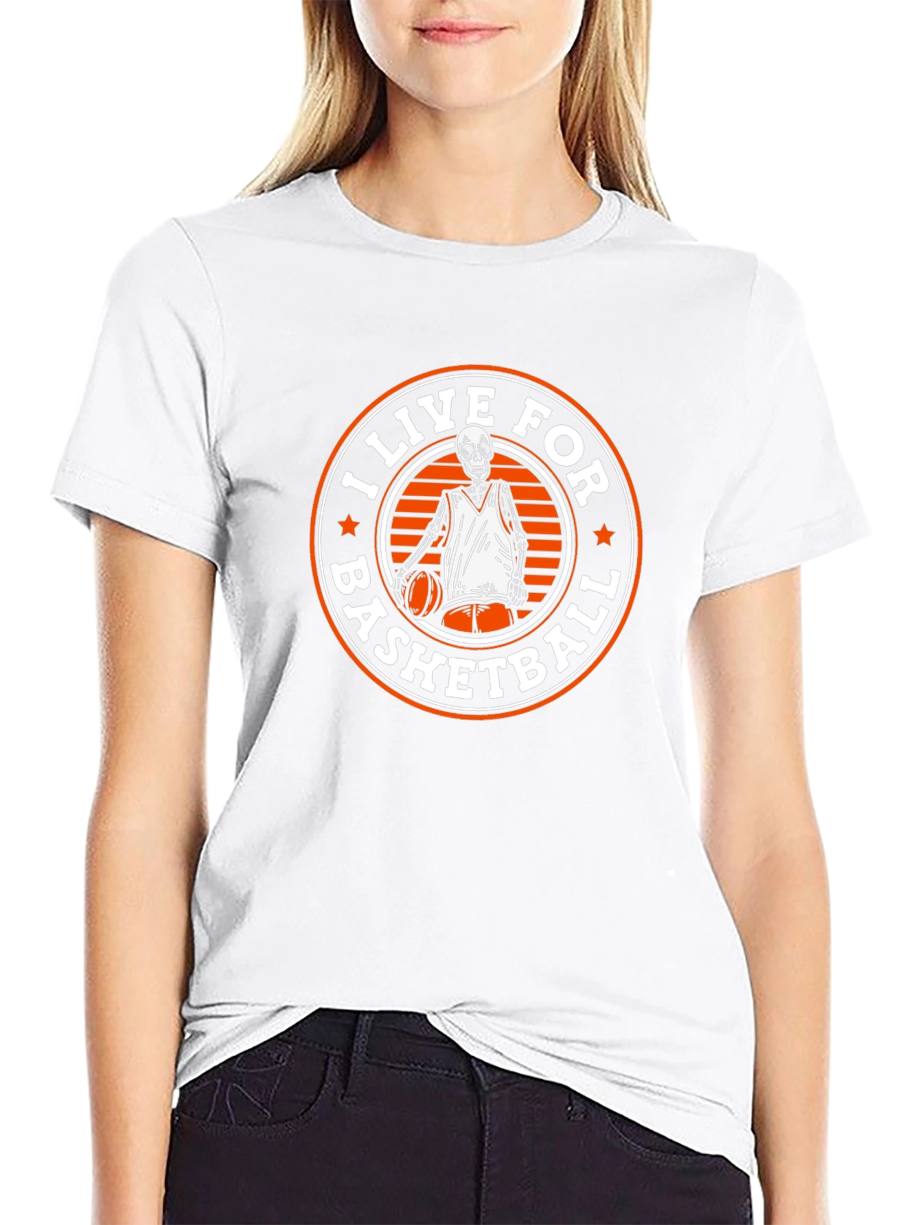 I Live For Basketball Skeleton Graphic Tee