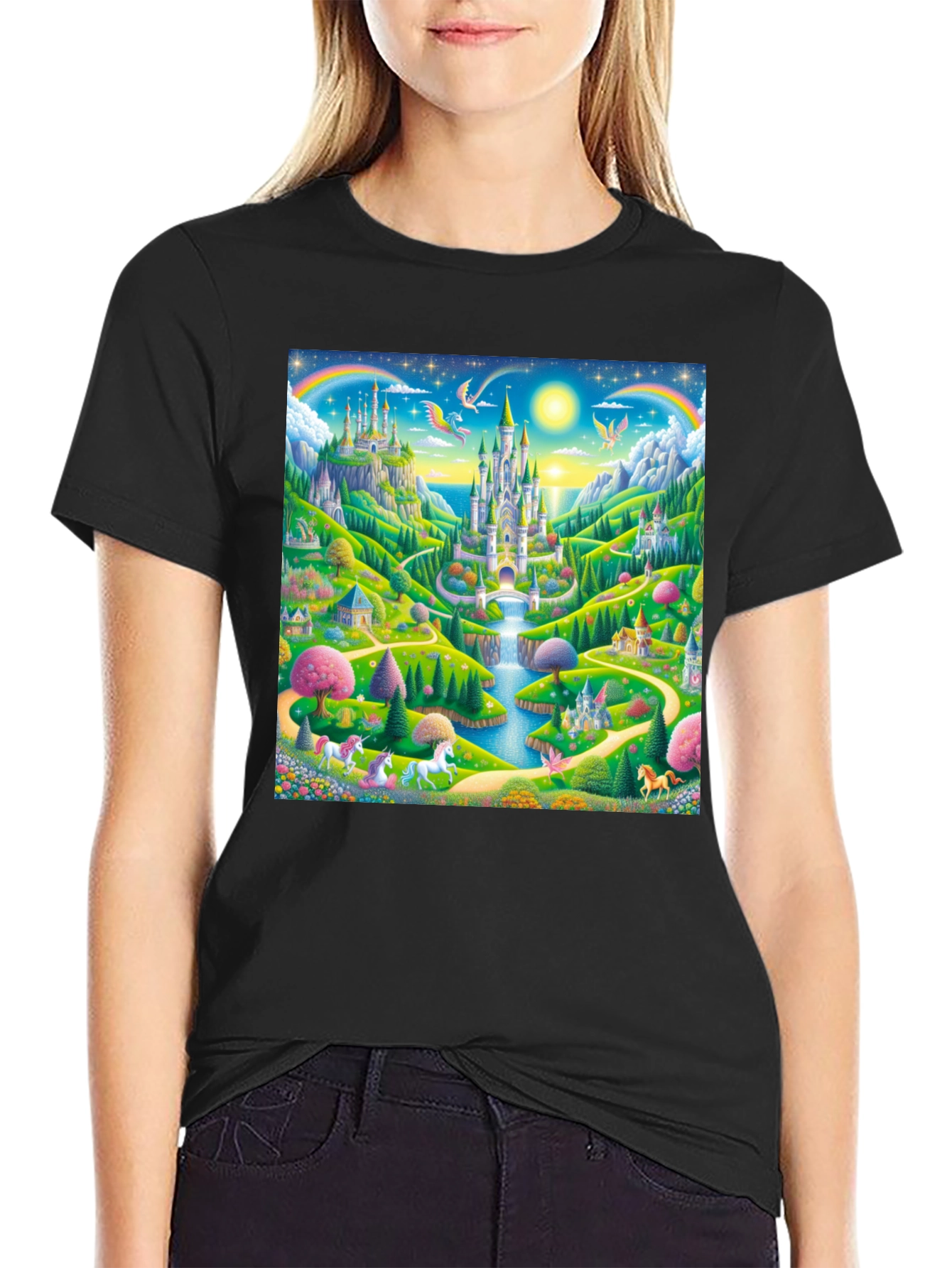 Enchanted Castle T-Shirt: Magical Unicorn Fantasy