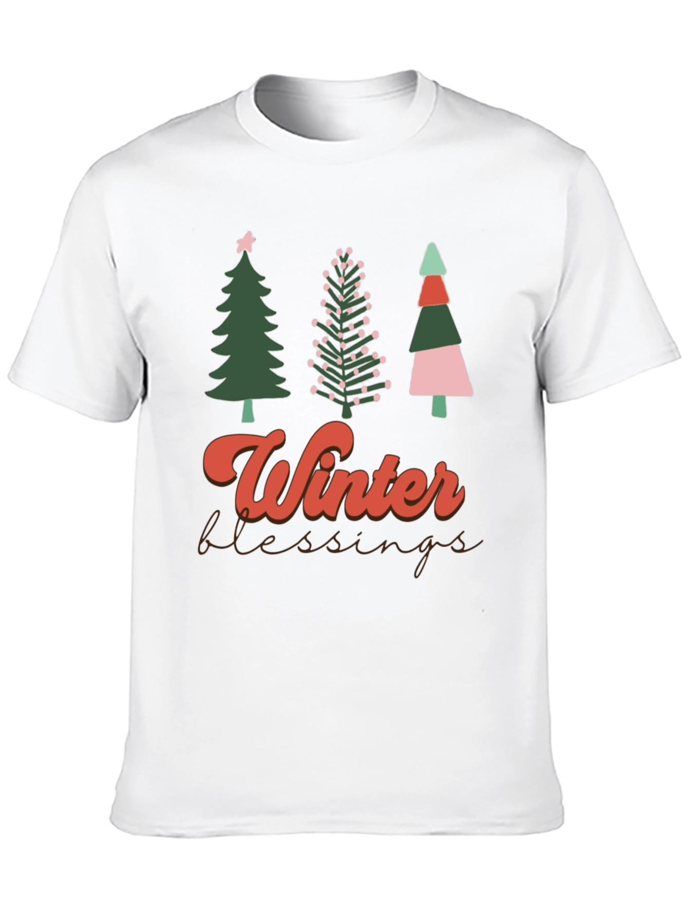 Winter Blessings Christmas Trees Graphic T-Shirt
