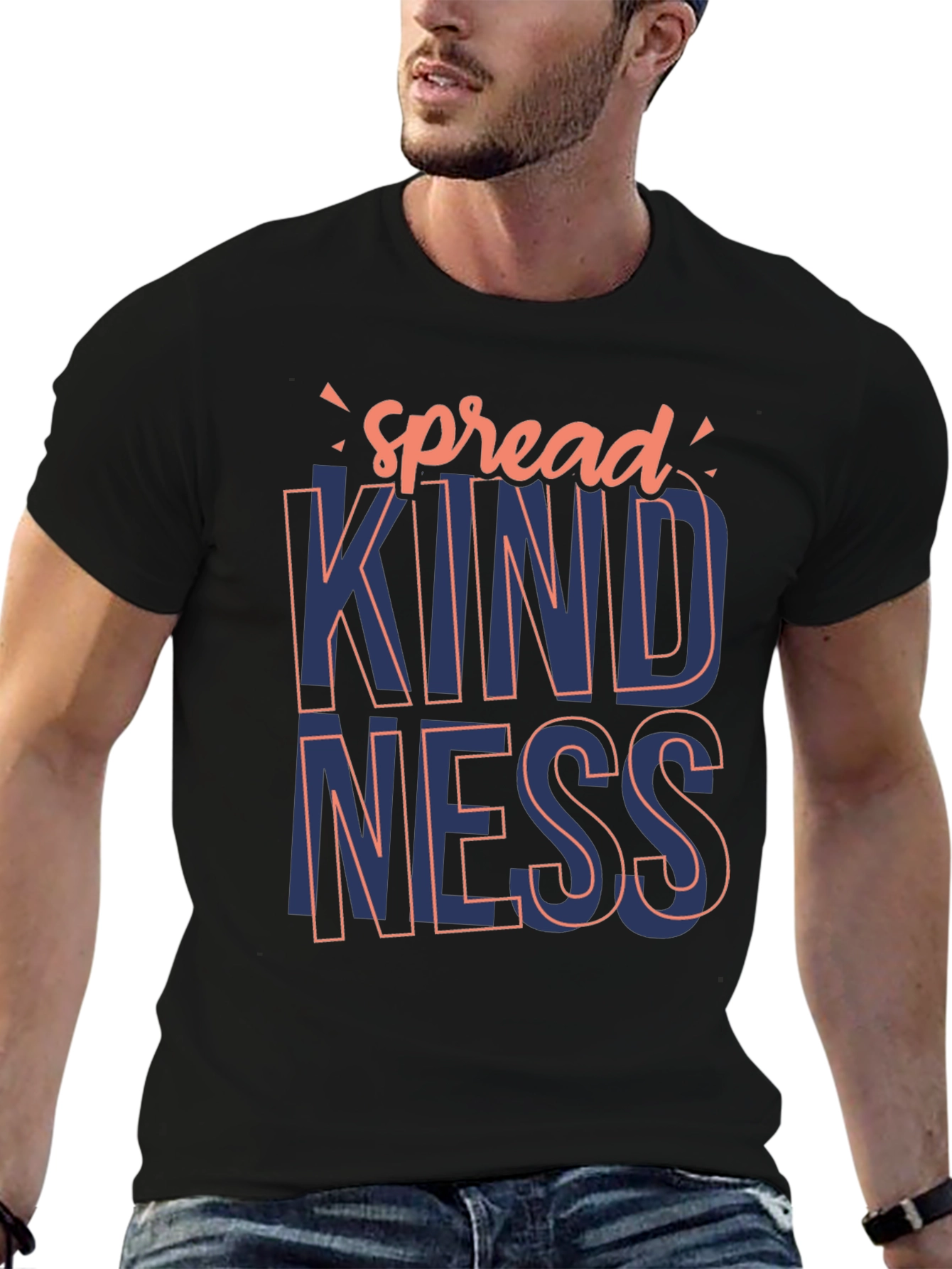 Spread Kindness Graphic Tee - Stylish Mens Black T-Shirt