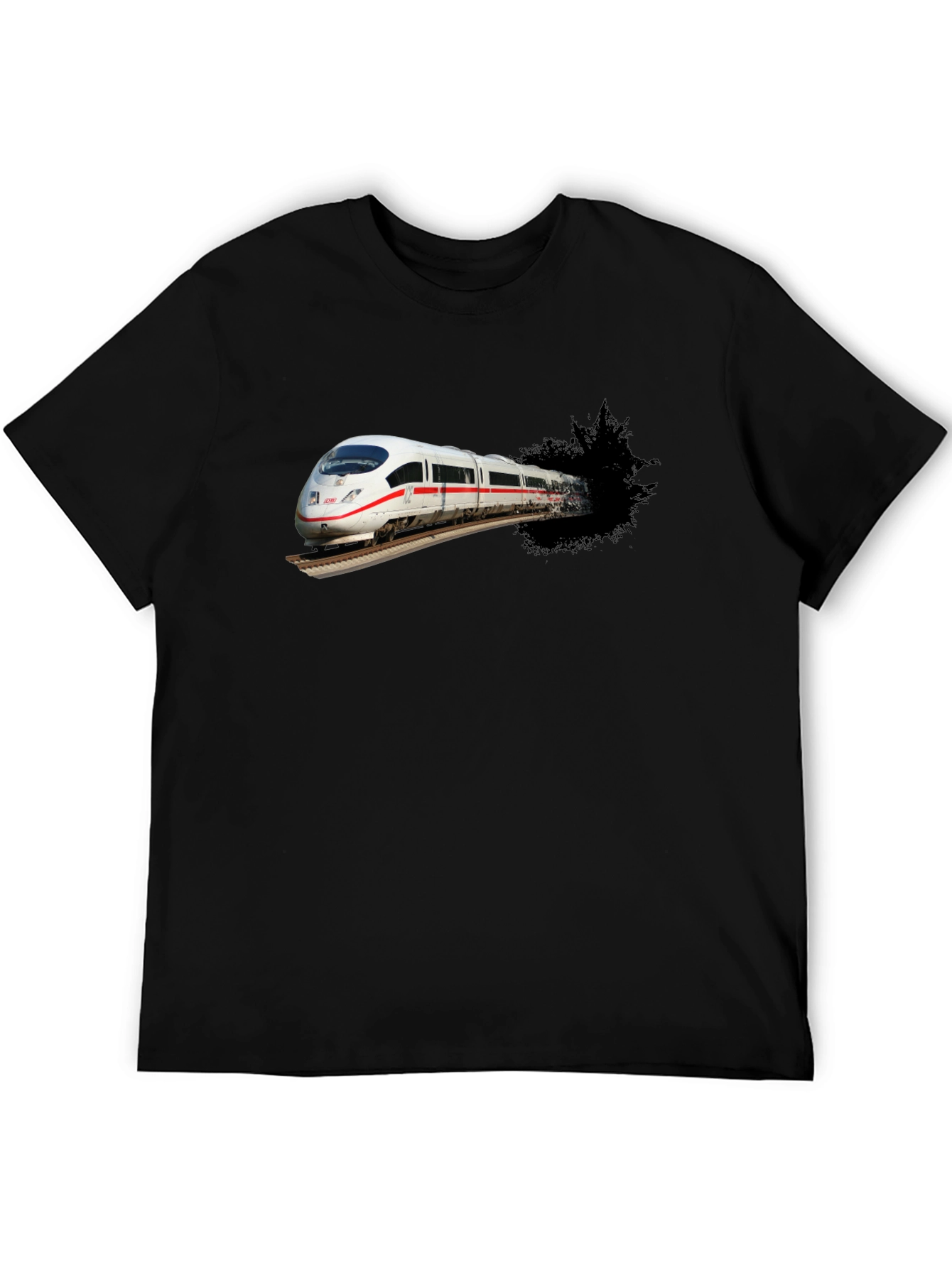 Train Graphic Black T-Shirt for Men
