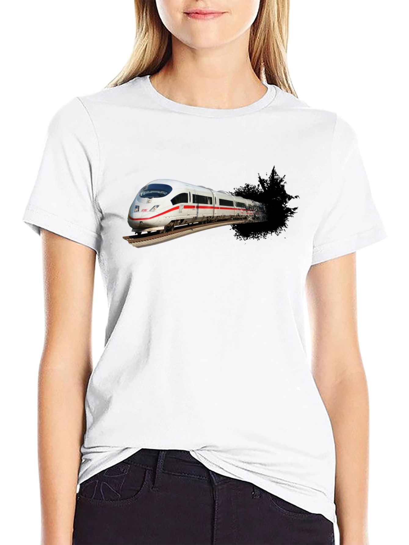 Train Graphic Black T-Shirt for Men