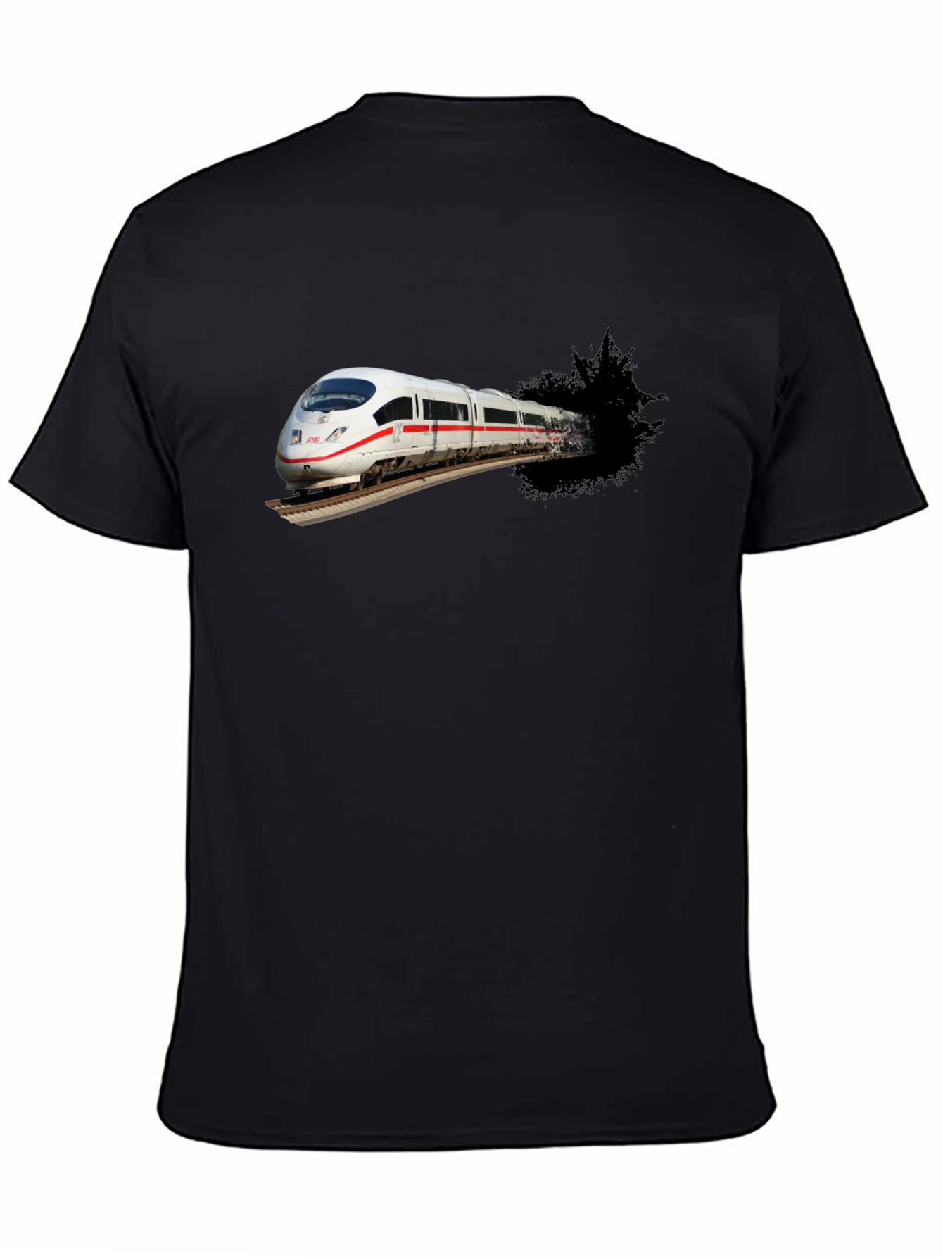 Train Graphic Black T-Shirt for Men