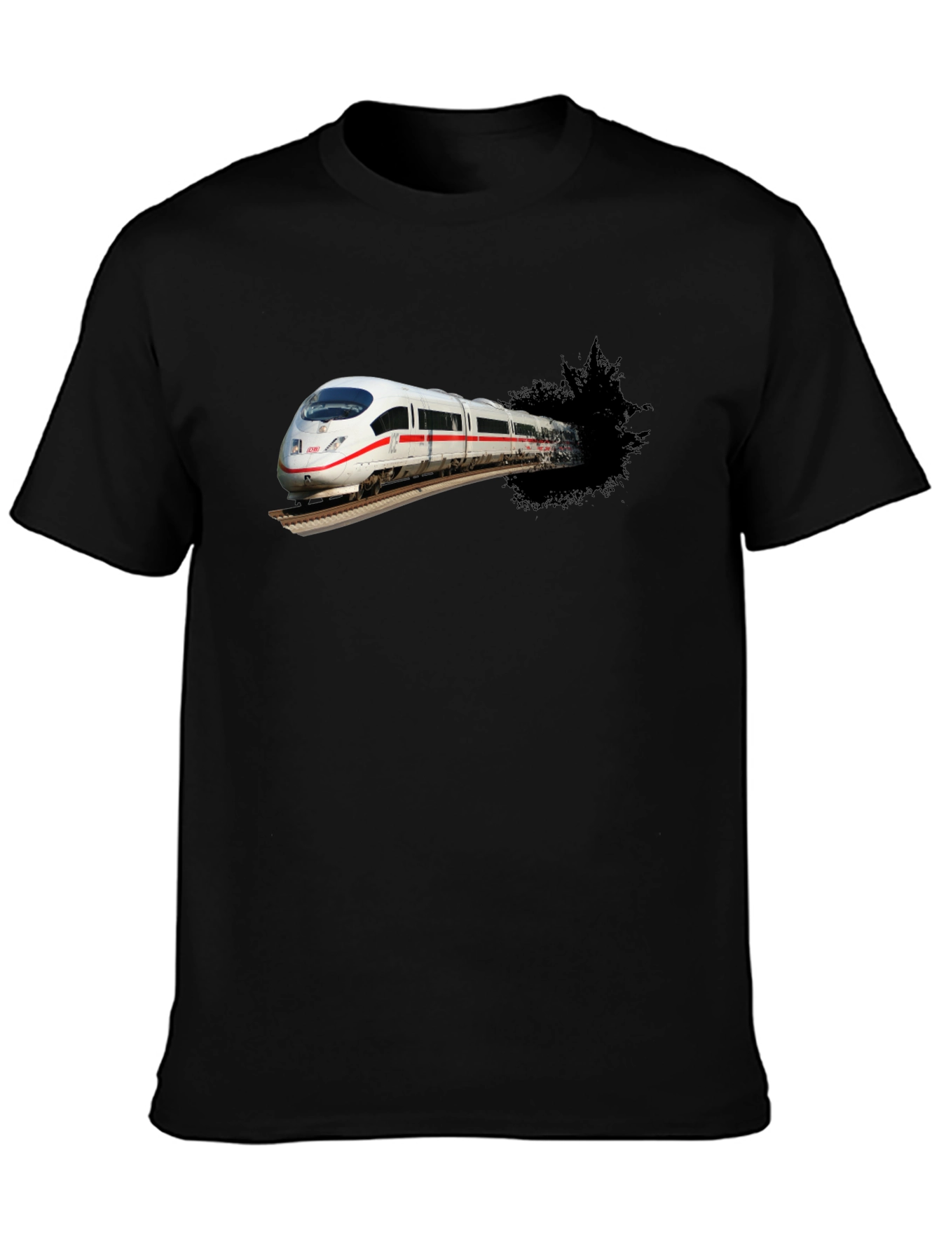 Train Graphic Black T-Shirt for Men
