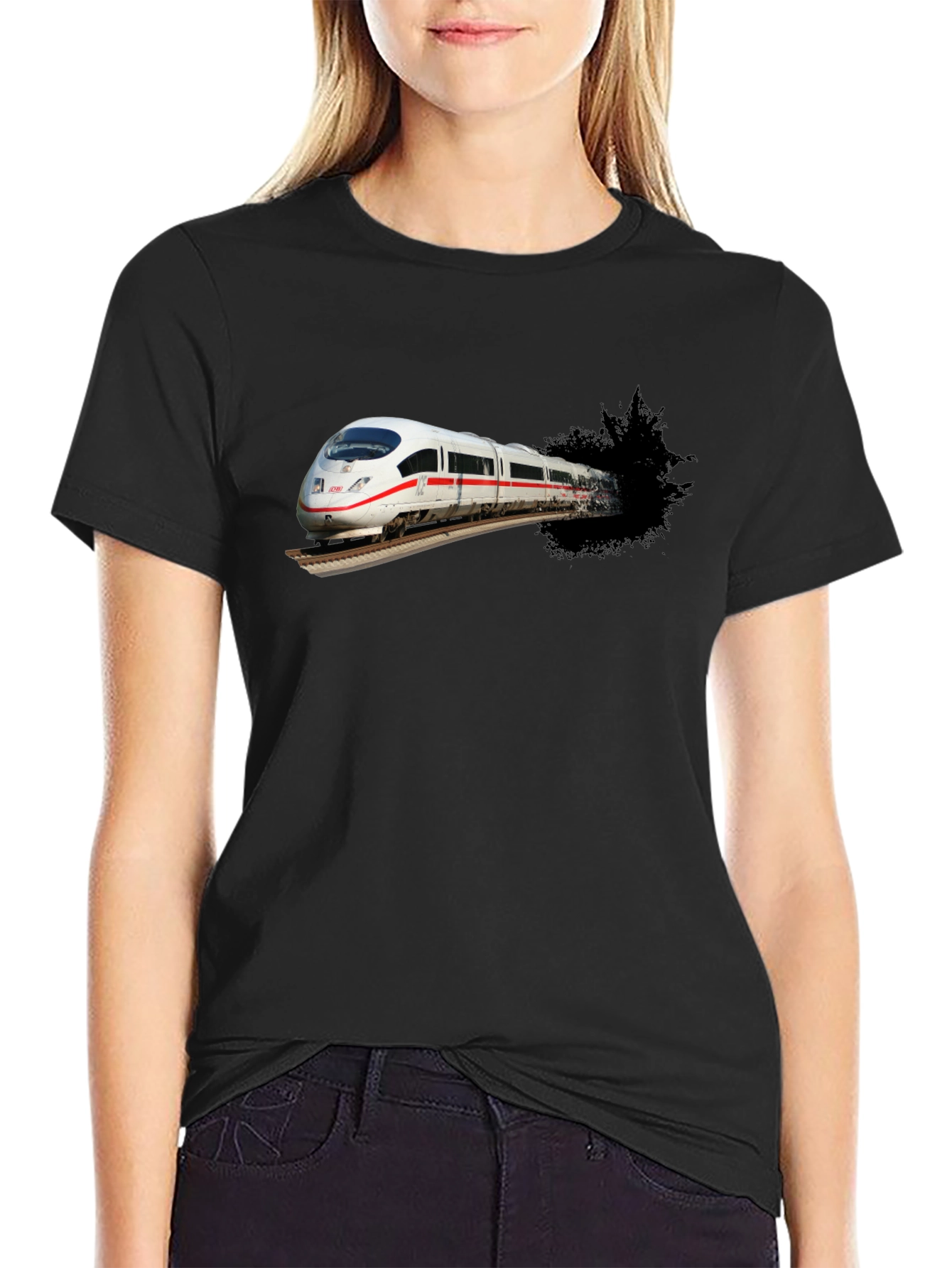 Train Graphic Black T-Shirt for Men