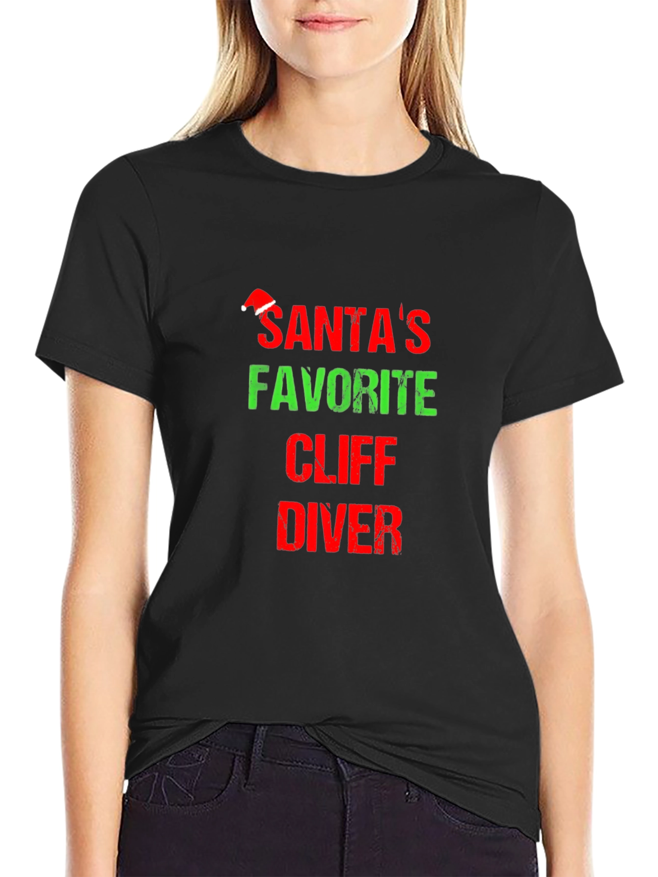 Santas Favorite Cliff Diver T-Shirt Holiday Tee