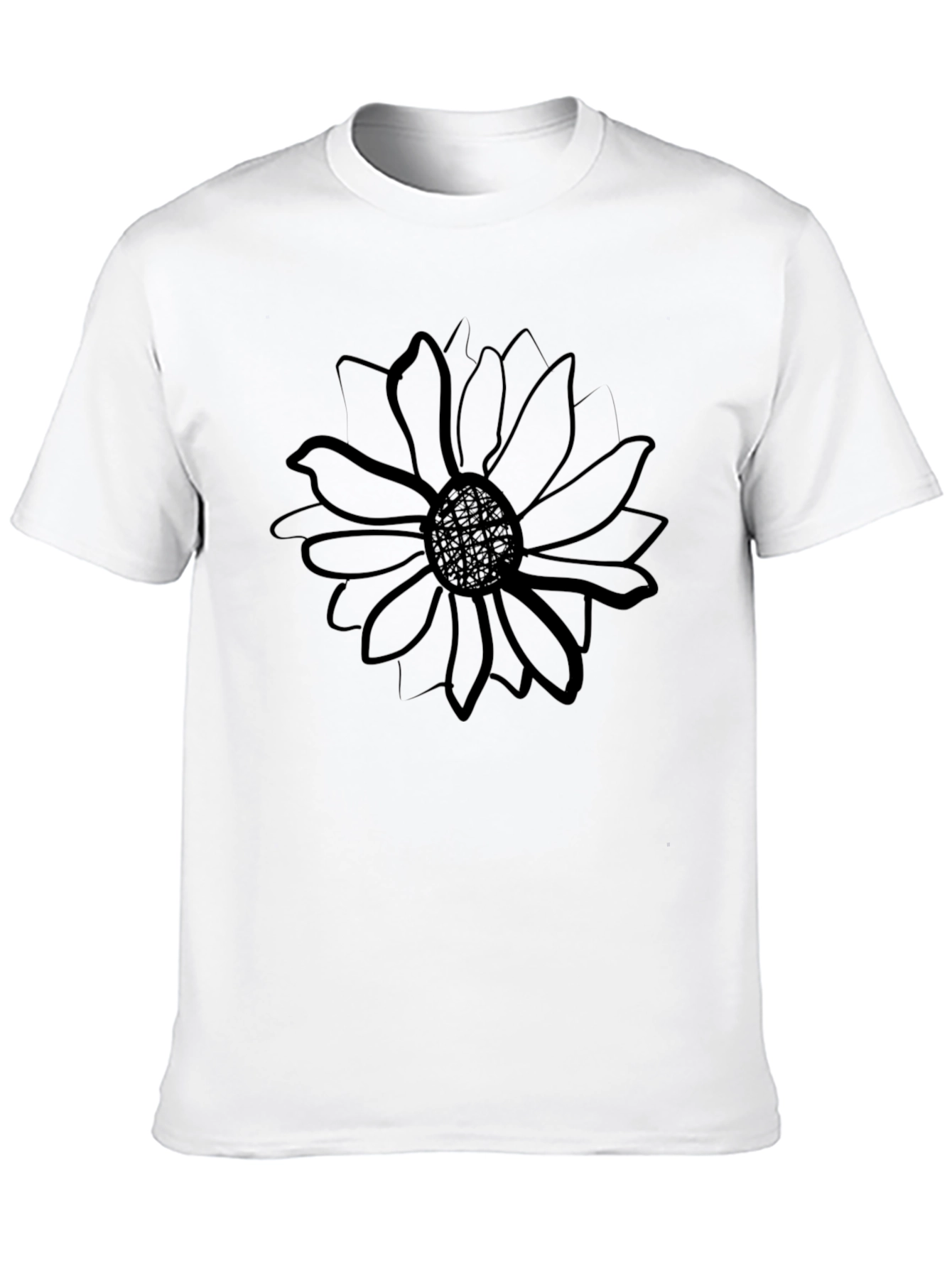 Mens Black T-Shirt with Sunflower Graphic Print
