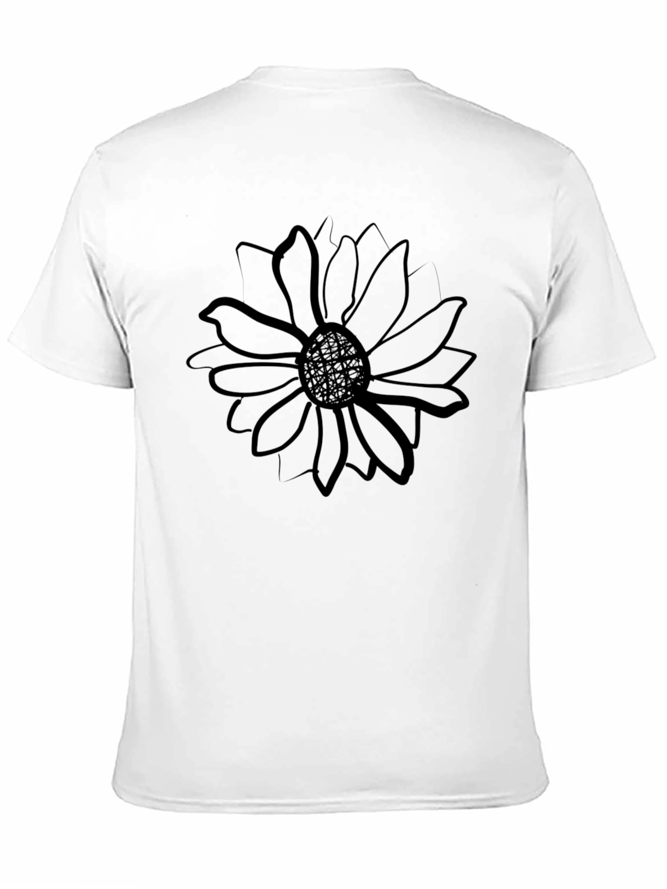 Mens Black T-Shirt with Sunflower Graphic Print