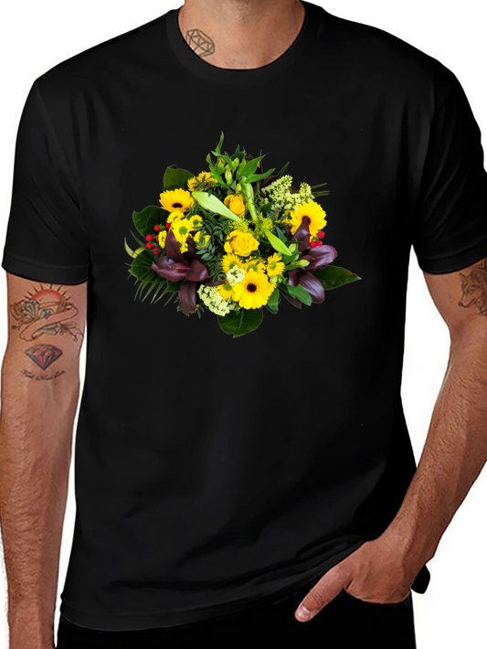 Floral Bouquet Graphic Tee - Unisex Black T-Shirt