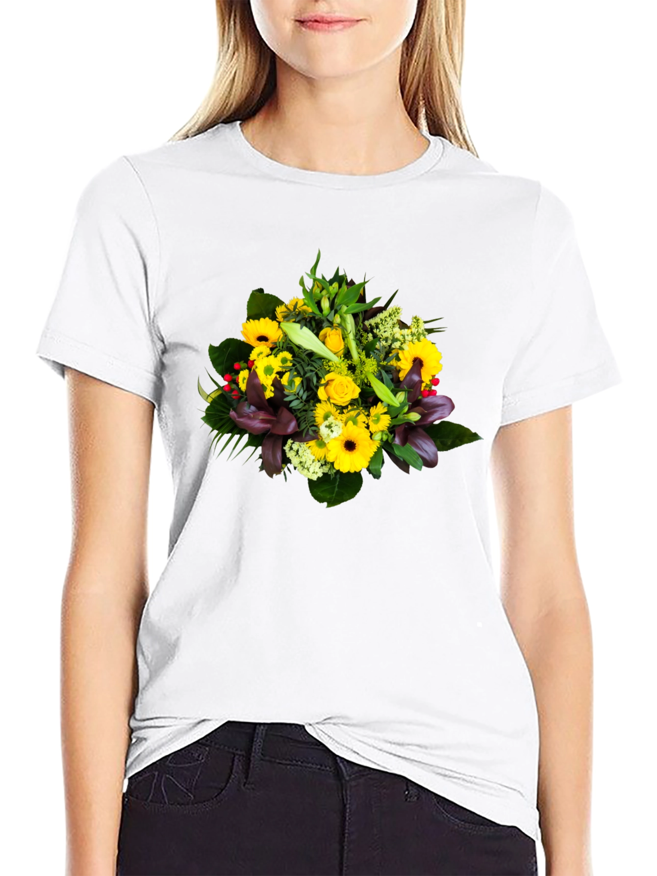 Floral Bouquet Graphic Tee - Unisex Black T-Shirt