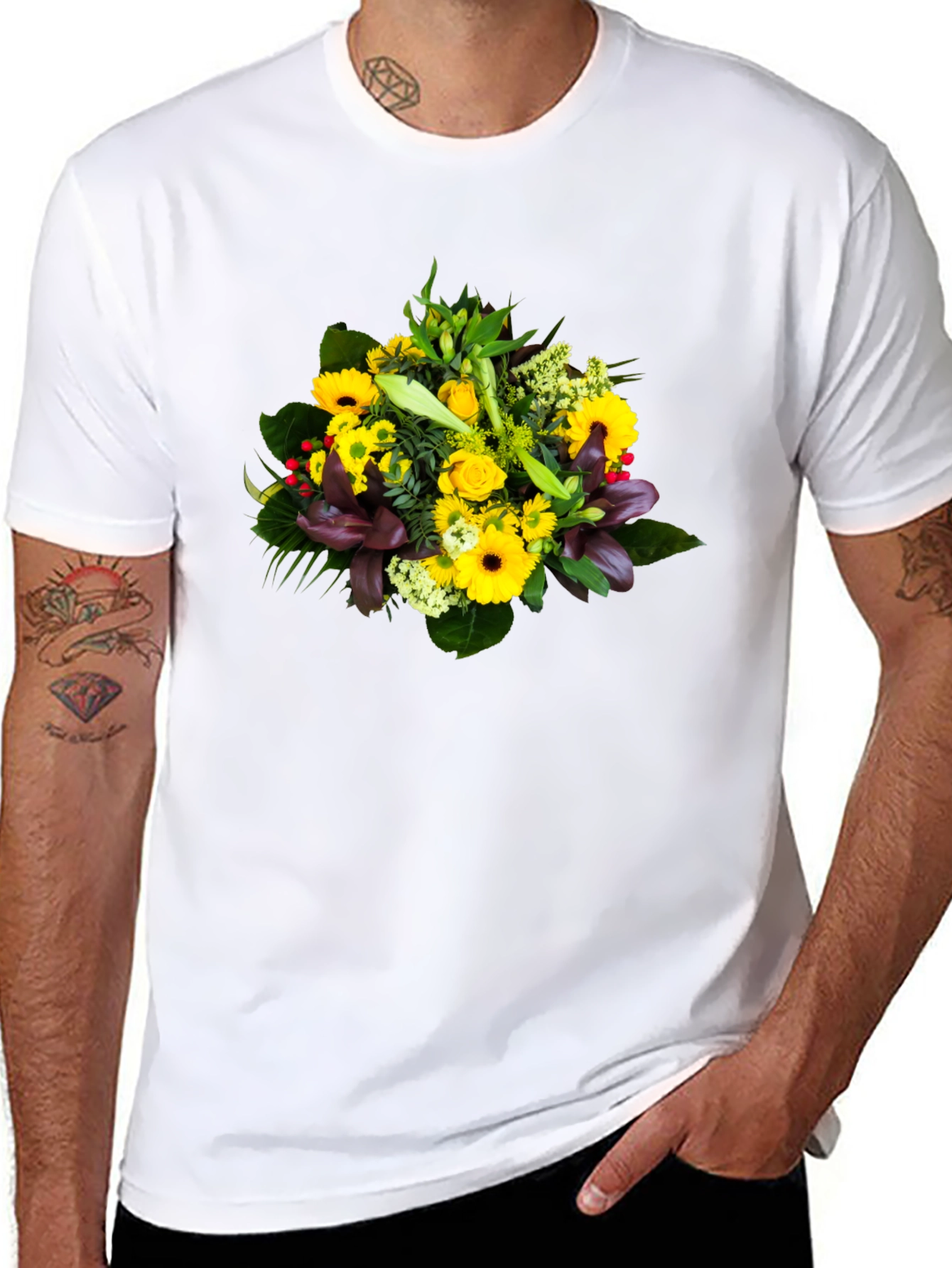 Floral Bouquet Graphic Tee - Unisex Black T-Shirt