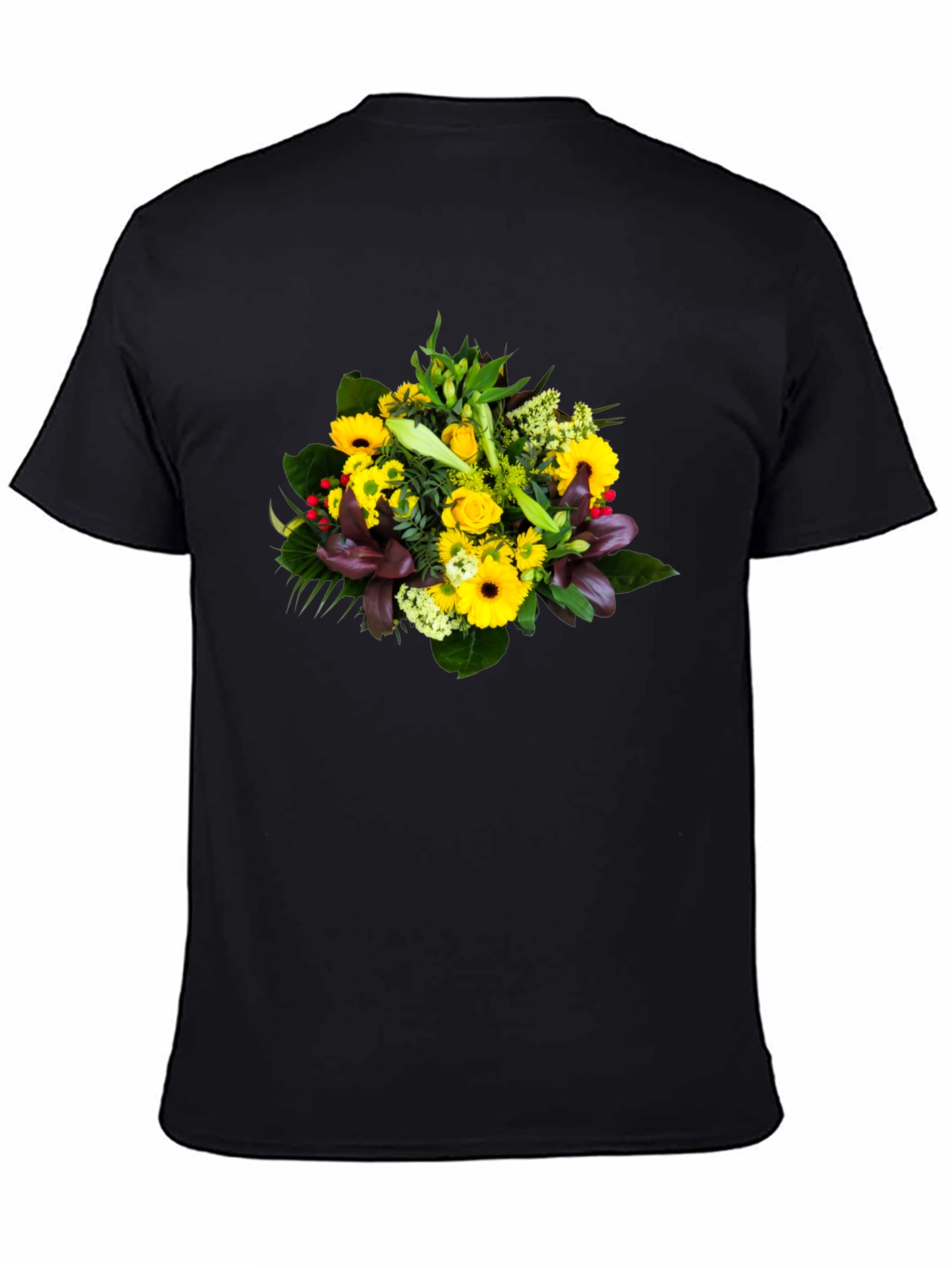 Floral Bouquet Graphic Tee - Unisex Black T-Shirt