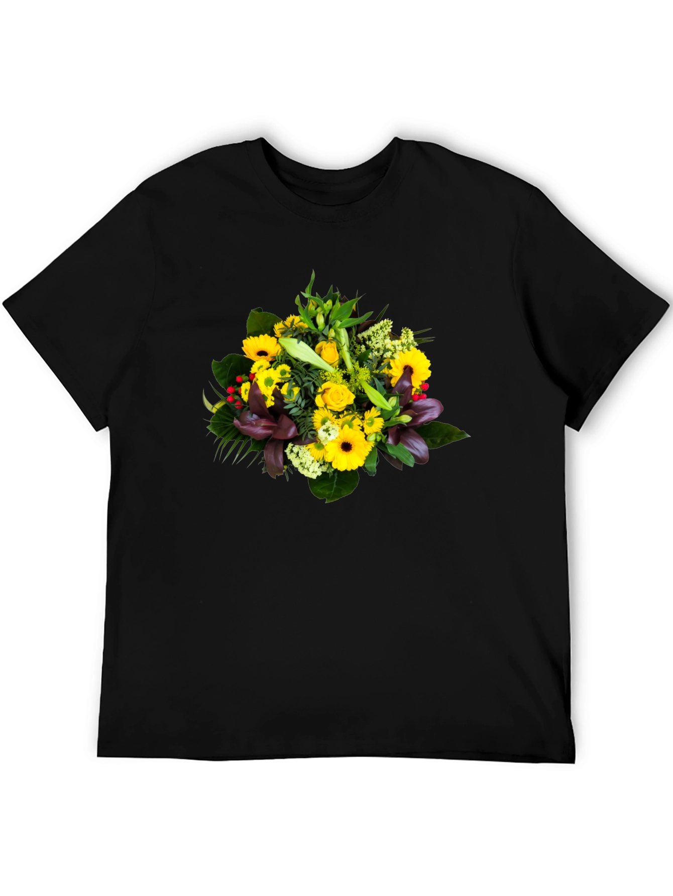 Floral Bouquet Graphic Tee - Unisex Black T-Shirt