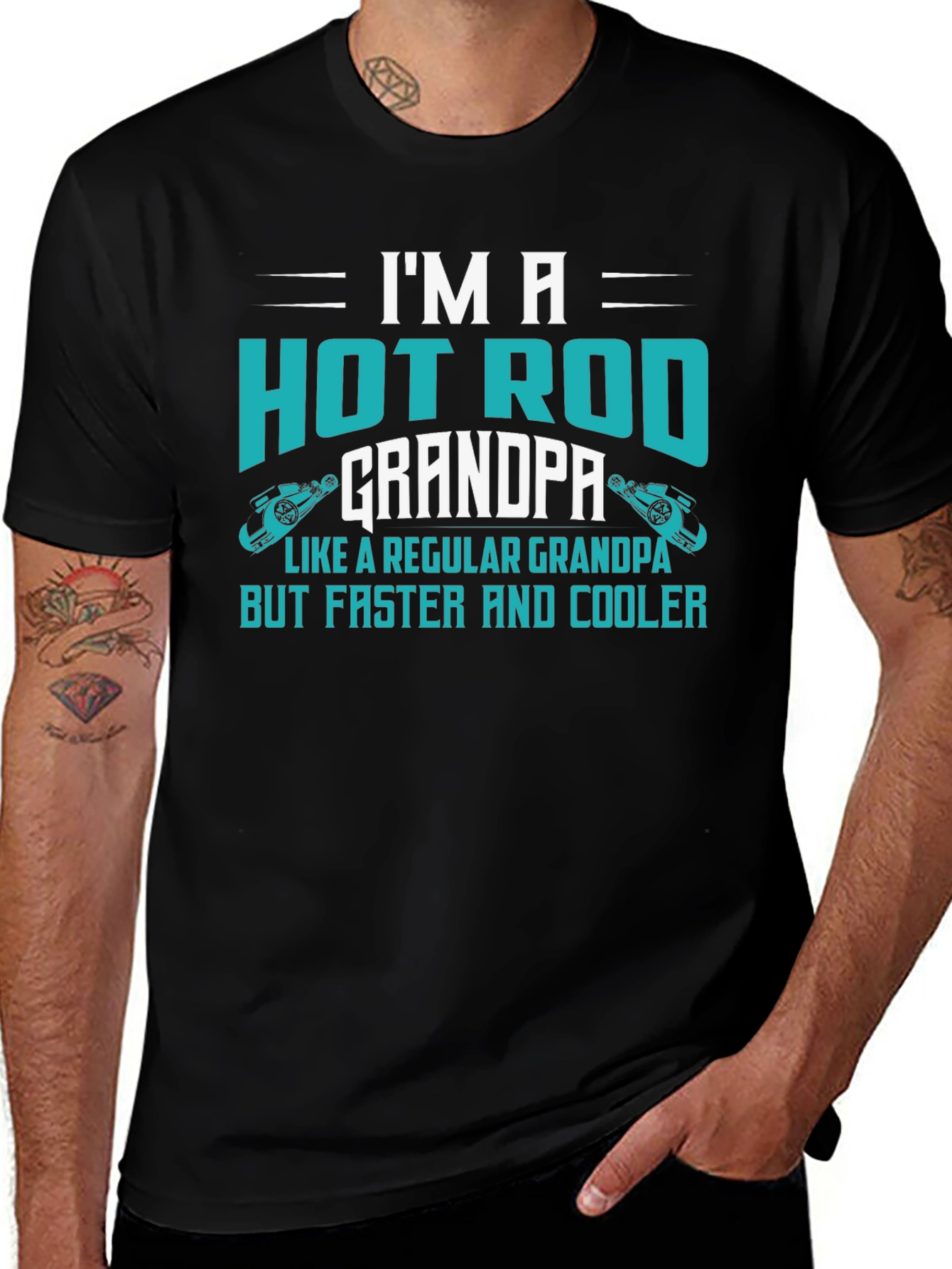 Hot Rod Grandpa T-Shirt - Faster & Cooler