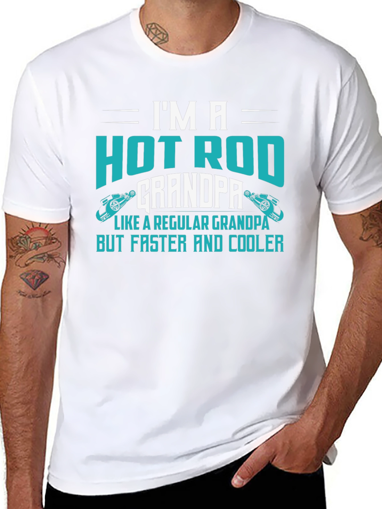 Hot Rod Grandpa T-Shirt - Faster & Cooler