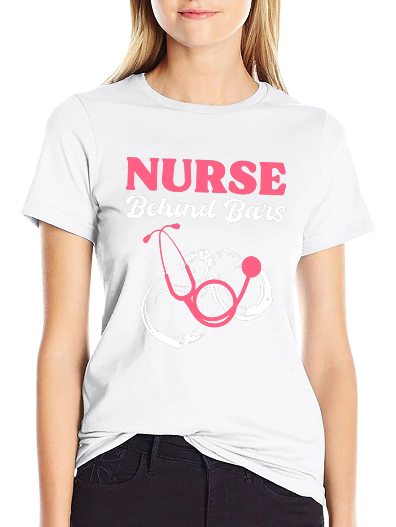 Nurse Behind Bars Graphic T-Shirt