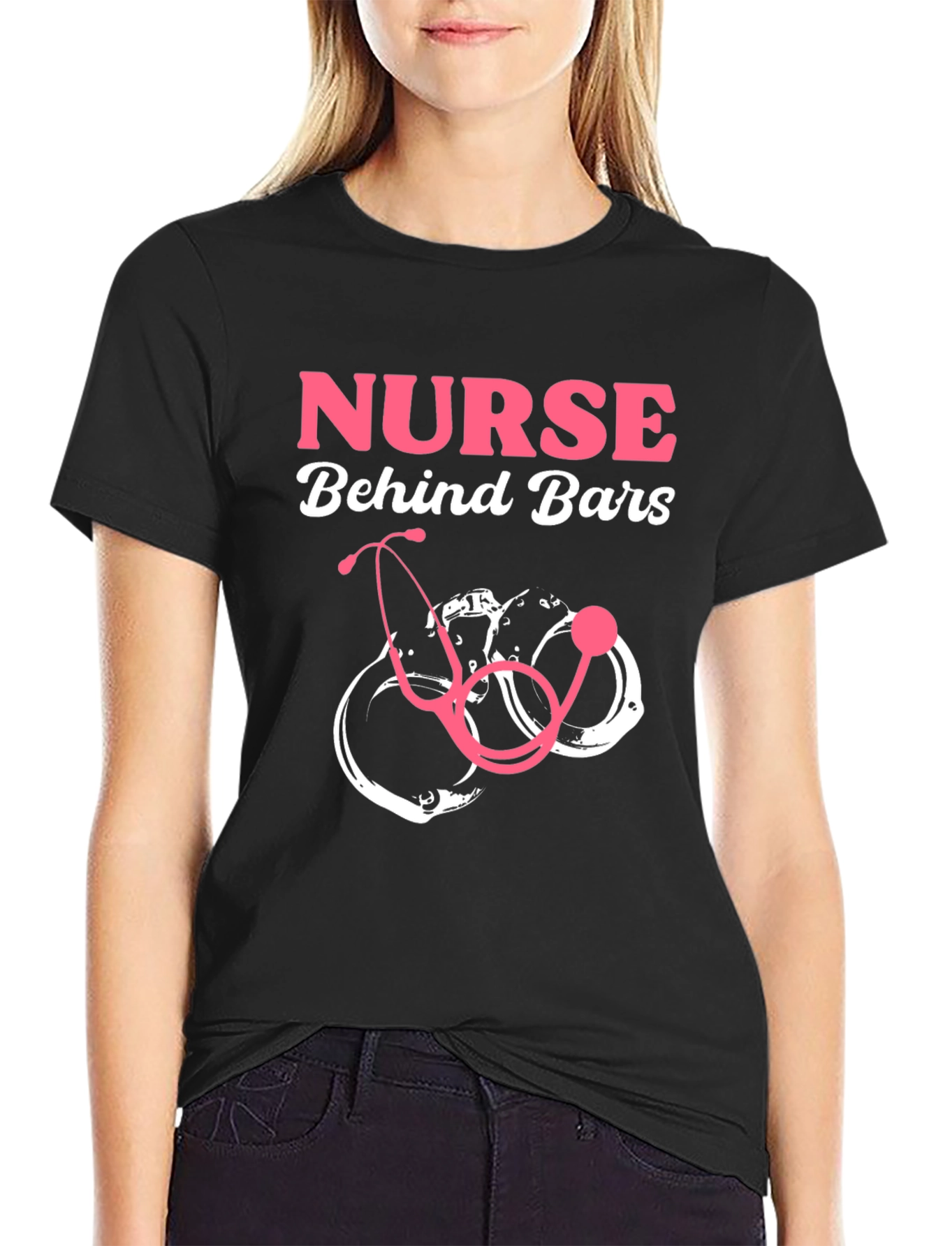 Nurse Behind Bars Graphic T-Shirt