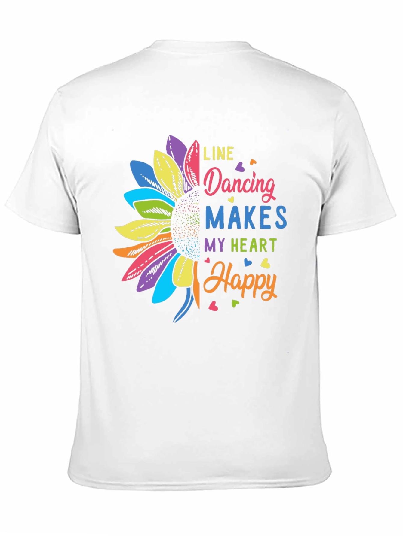 Line Dancing Heart Happy Sunflower Graphic T-Shirt